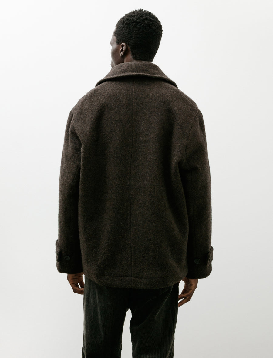 Peacoat Brushed Wool Coating Dark Brown - Image 2