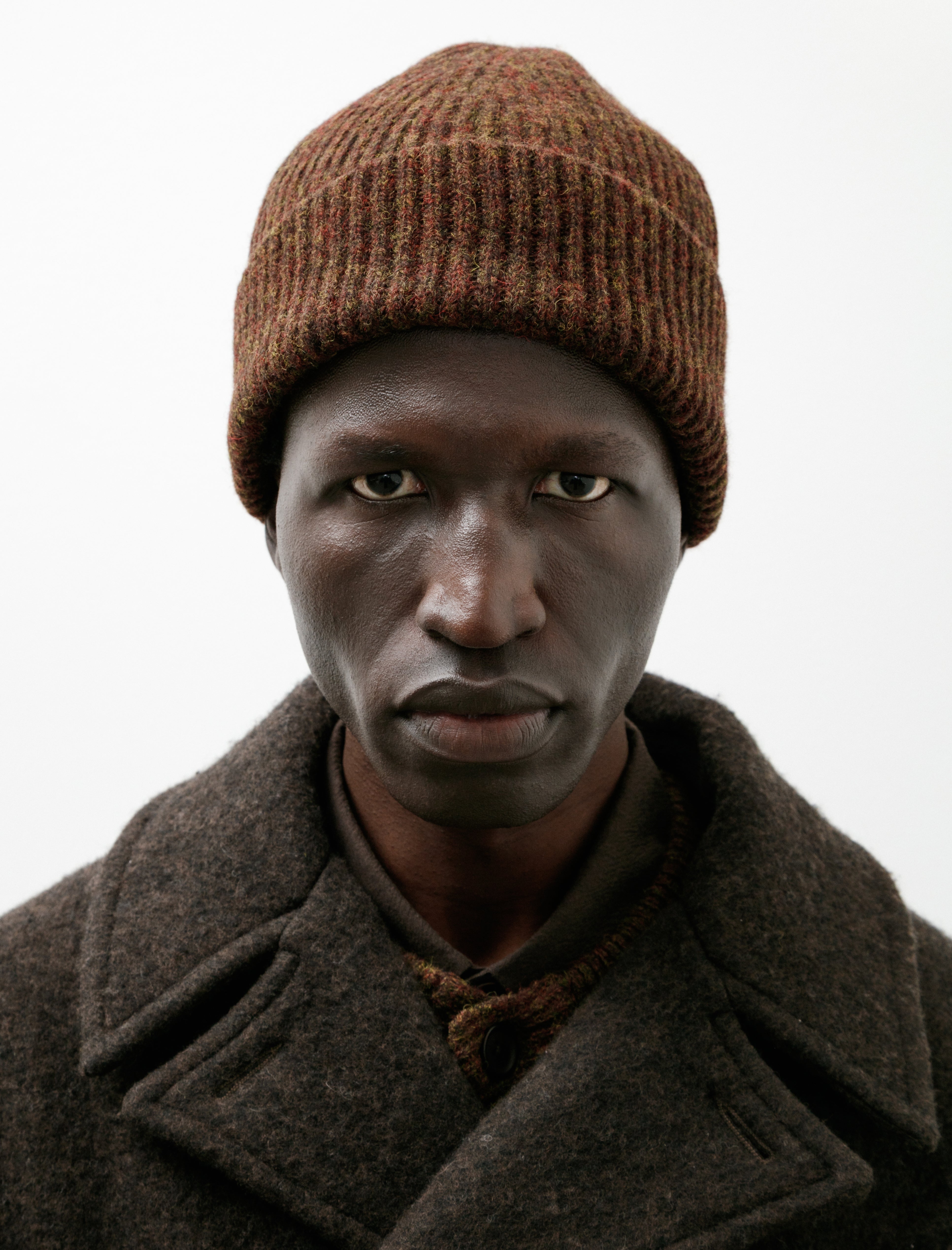 Evan Kinori Knit Hat Top Dyed Wool Dark Olive