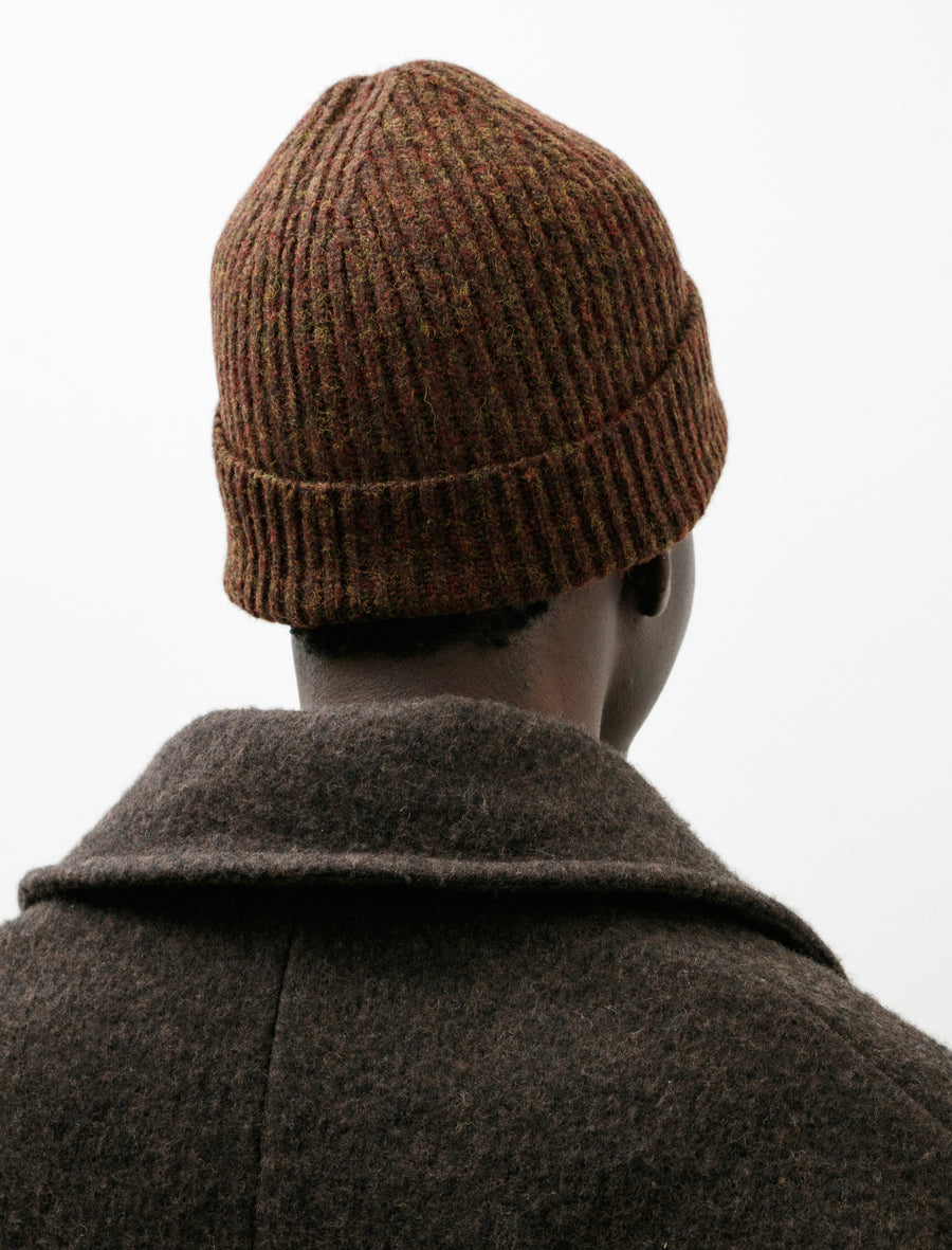 Knit Hat Top Dyed Wool Dark Olive - Image 2