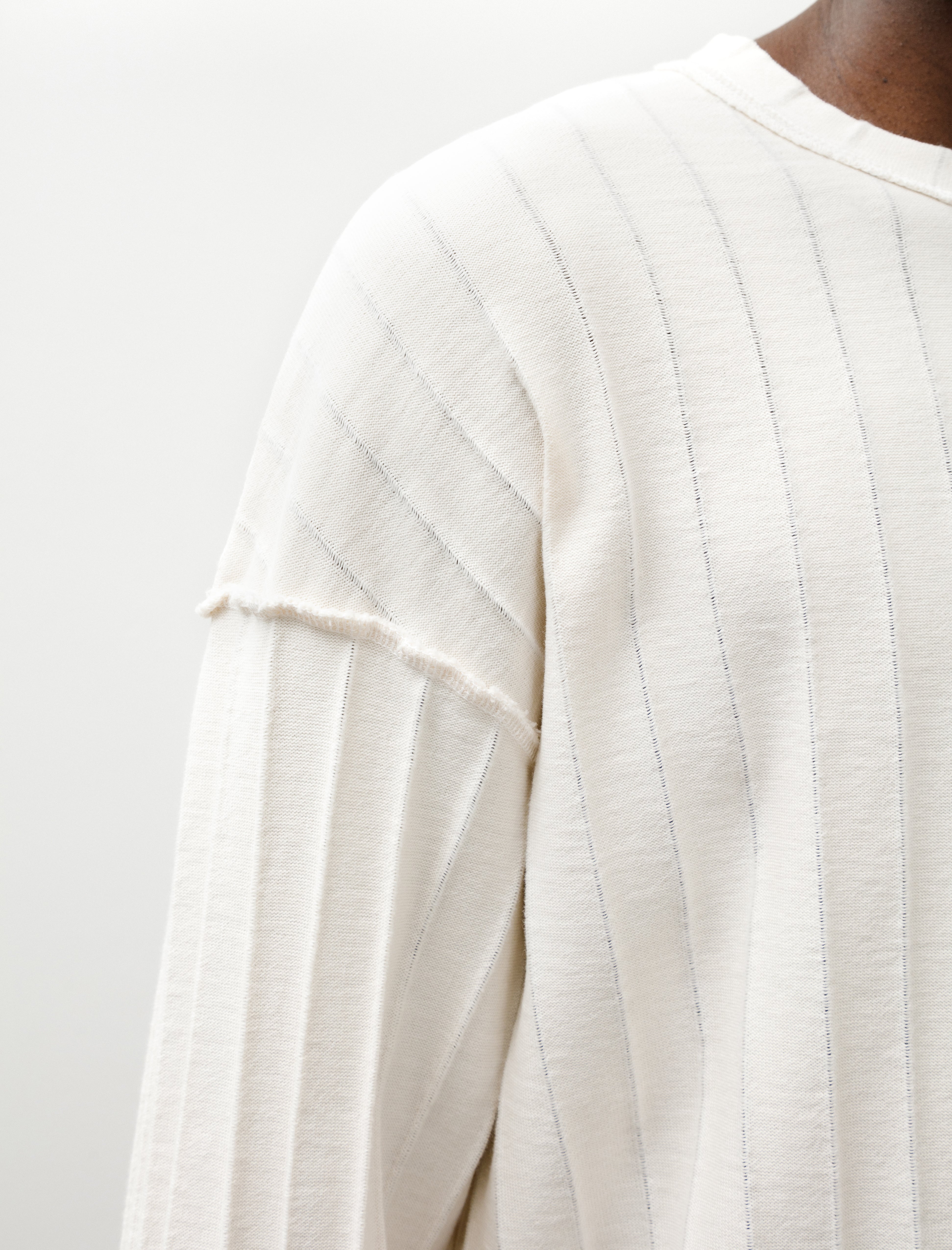 mfpen Round Neck Sweater Ecru Inverted Ajour Stripe