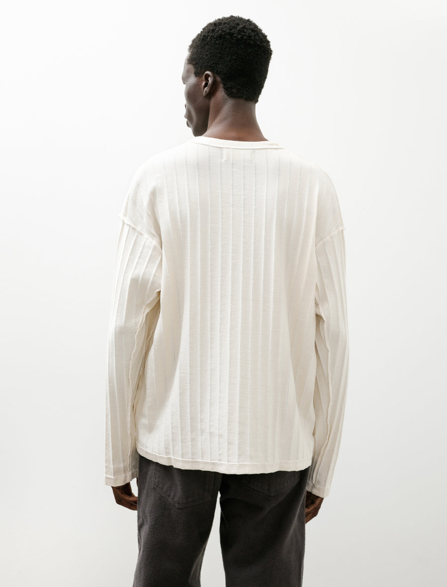 Round Neck Sweater Ecru Inverted Ajour Stripe - Image 2
