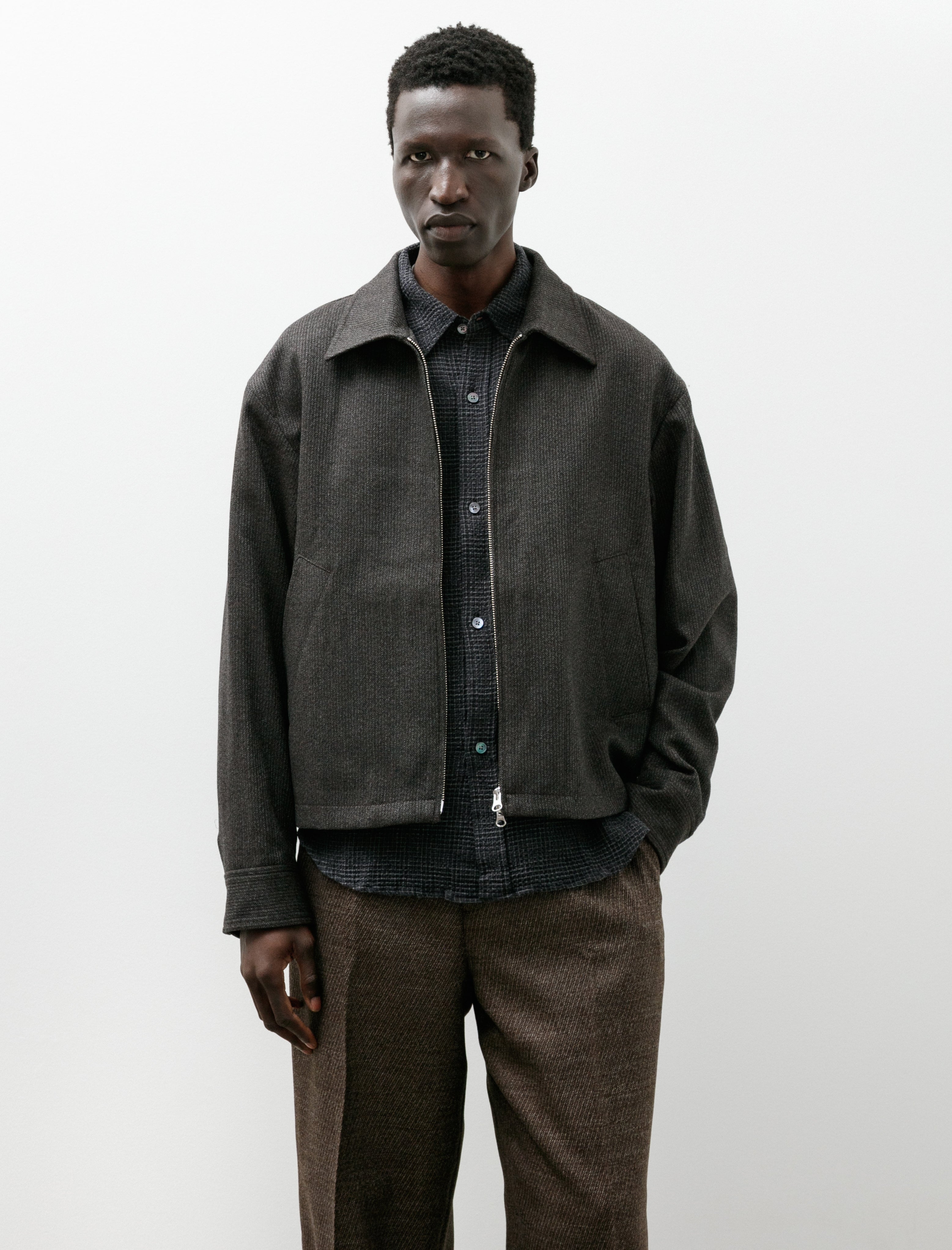 mfpen Mail Jacket Brown Melange Stripe