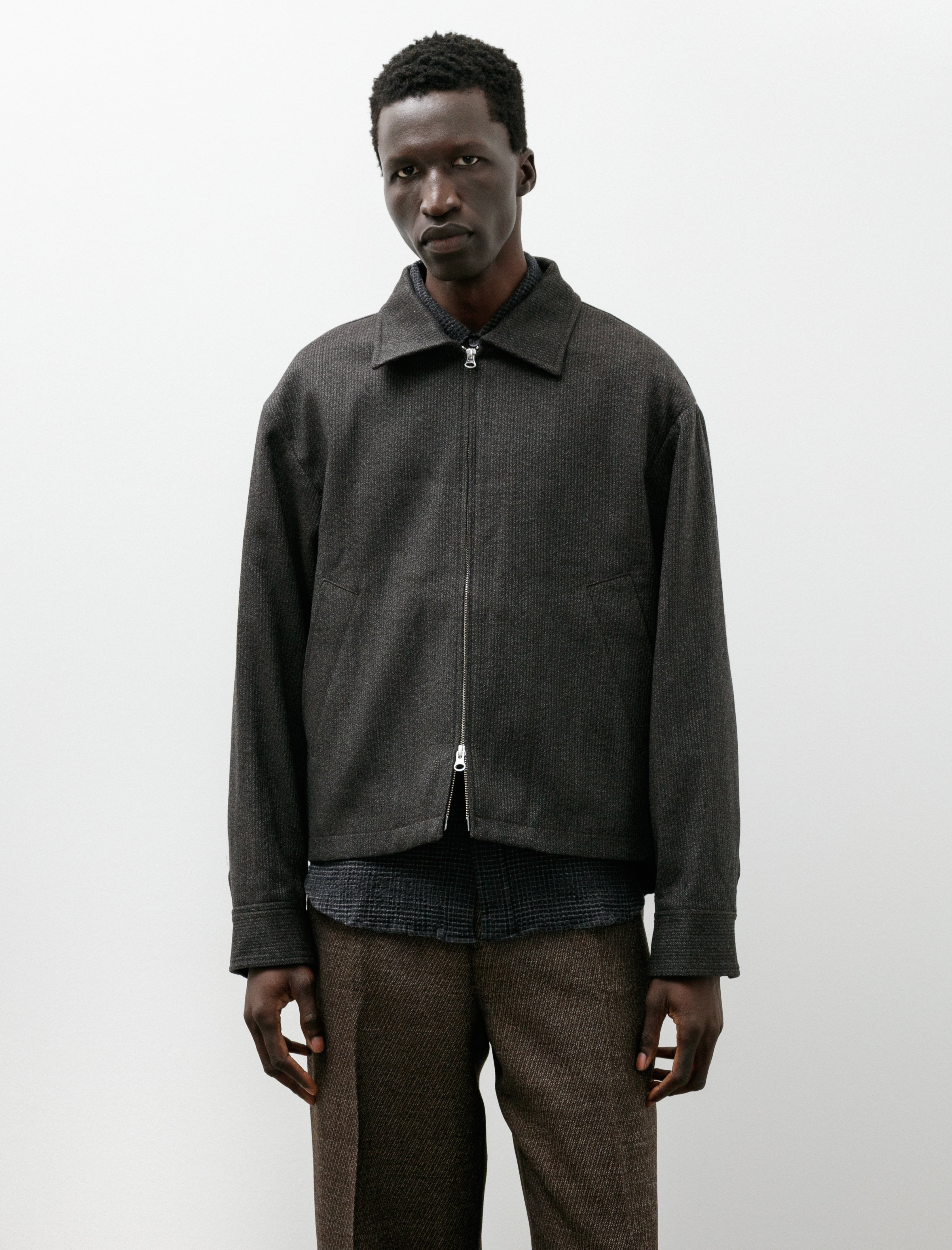 mfpen Mail Jacket Brown Melange Stripe