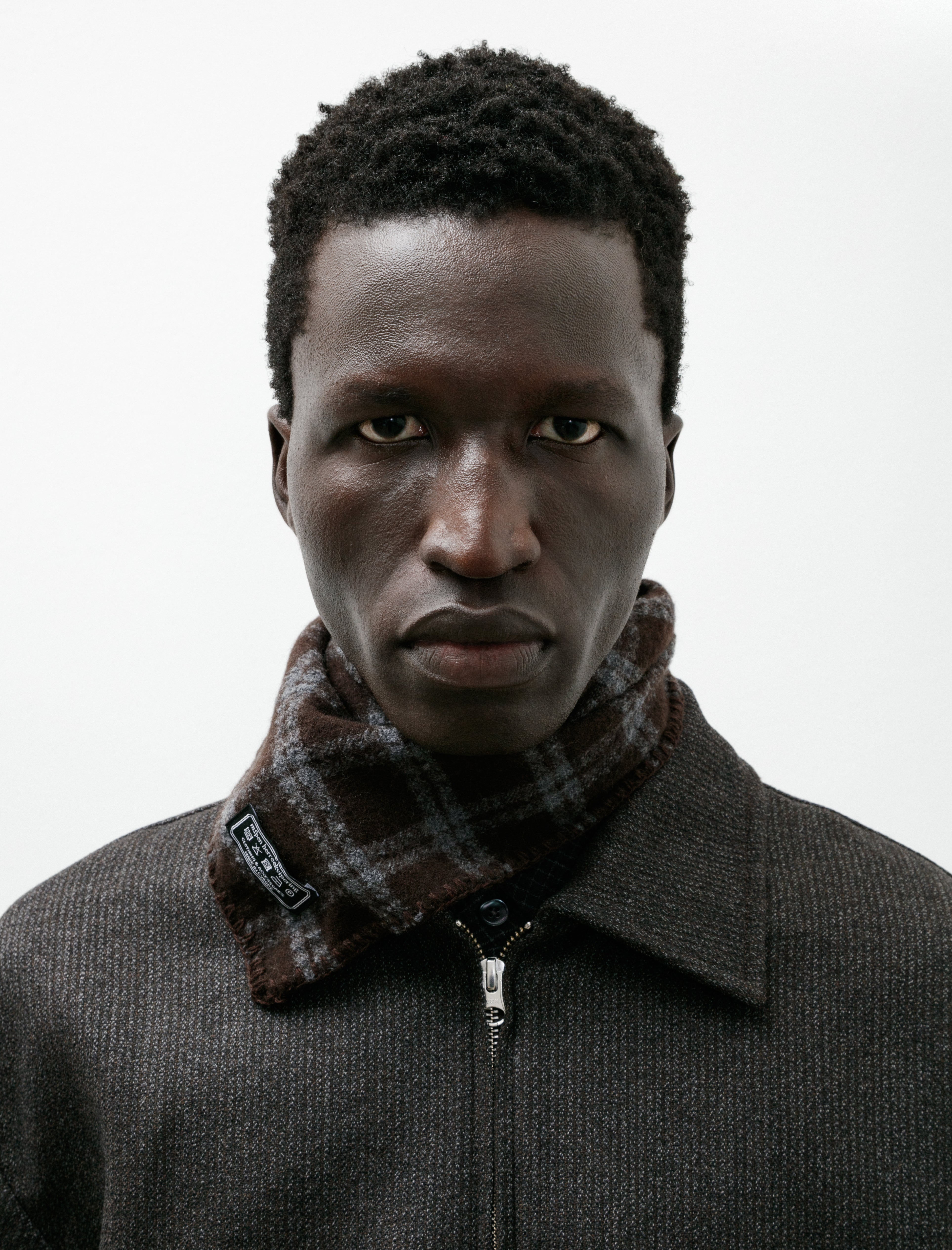 mfpen Triangle Scarf Brown Grey Check