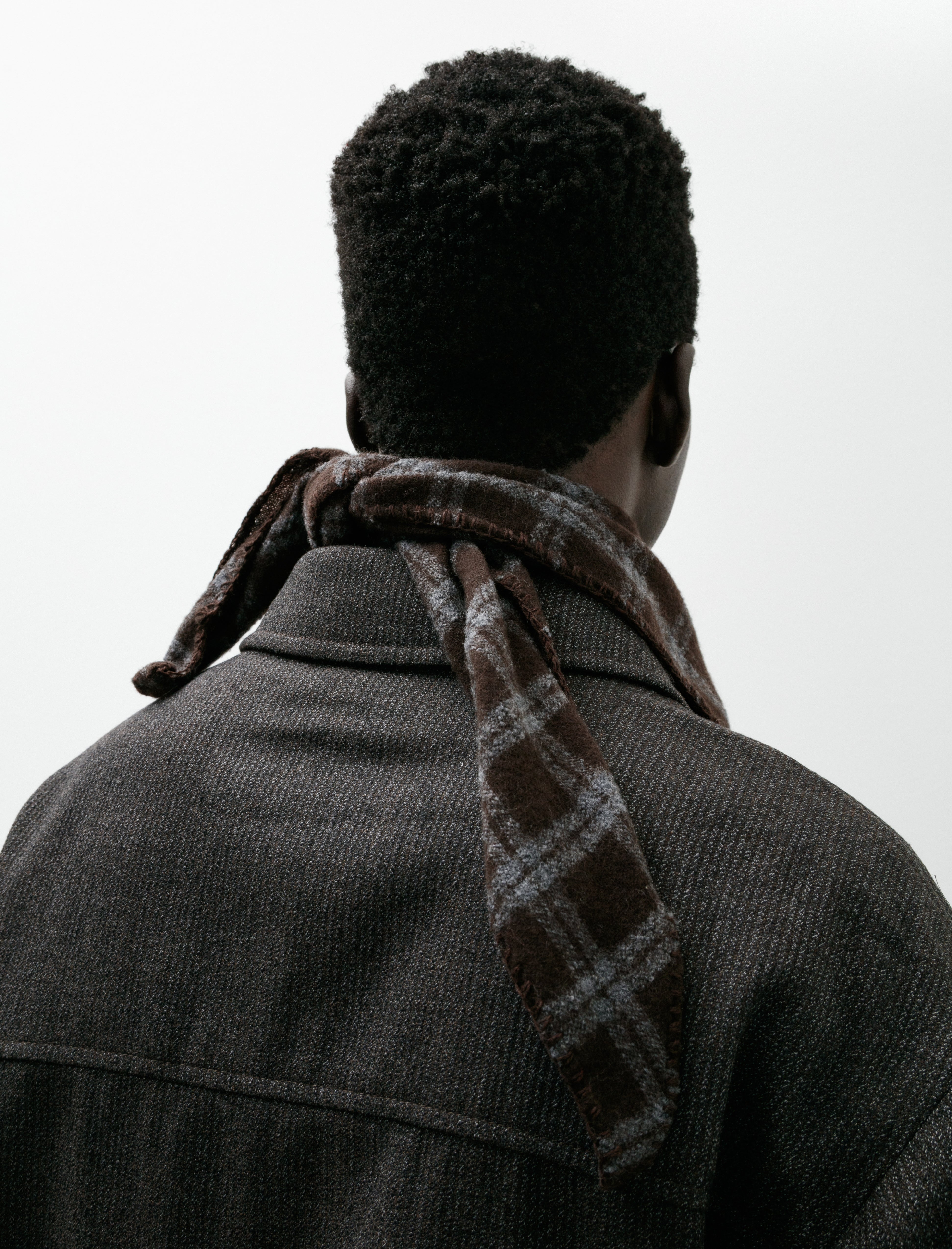 mfpen Triangle Scarf Brown Grey Check