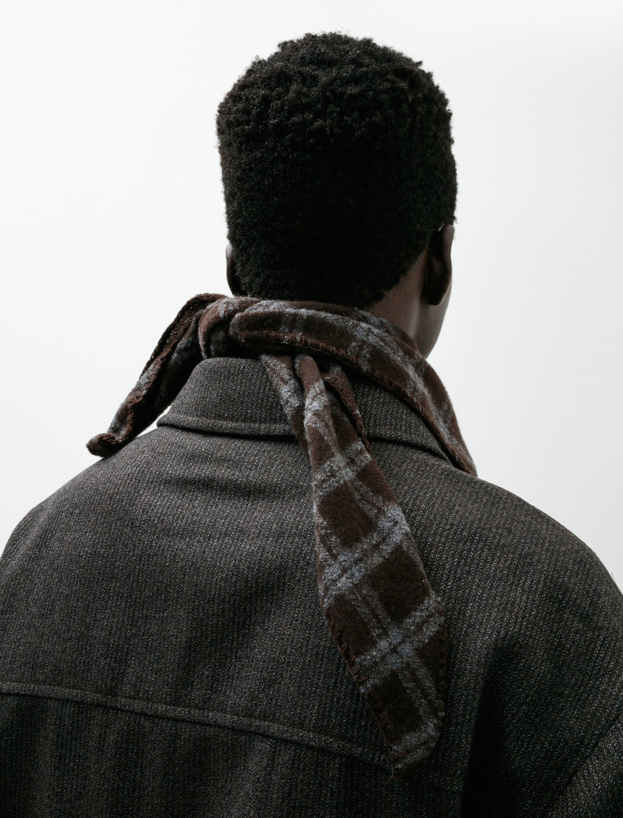 Triangle Scarf Brown Grey Check - Image 2