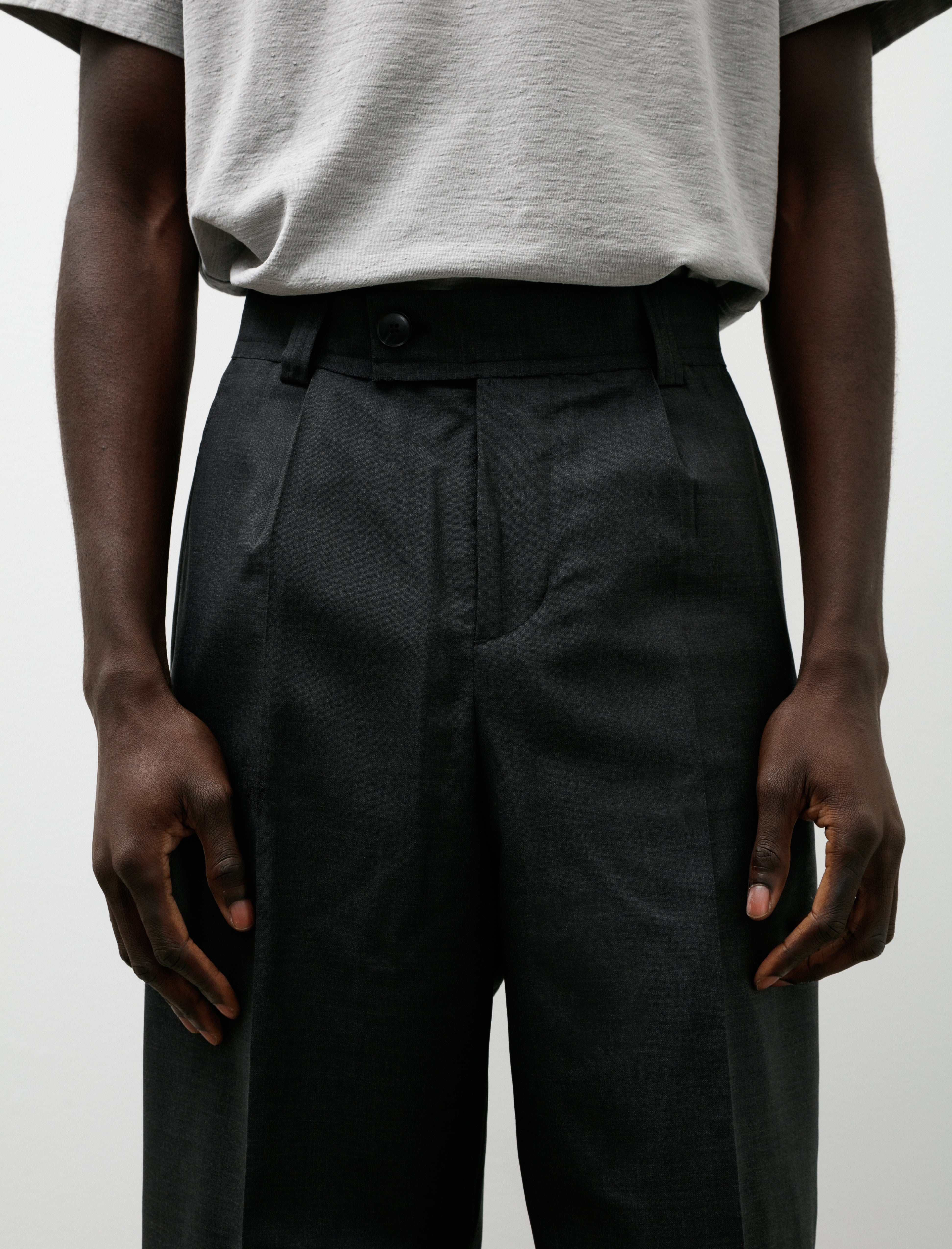 mfpen Patch Trousers Dark Grey Dry Wool