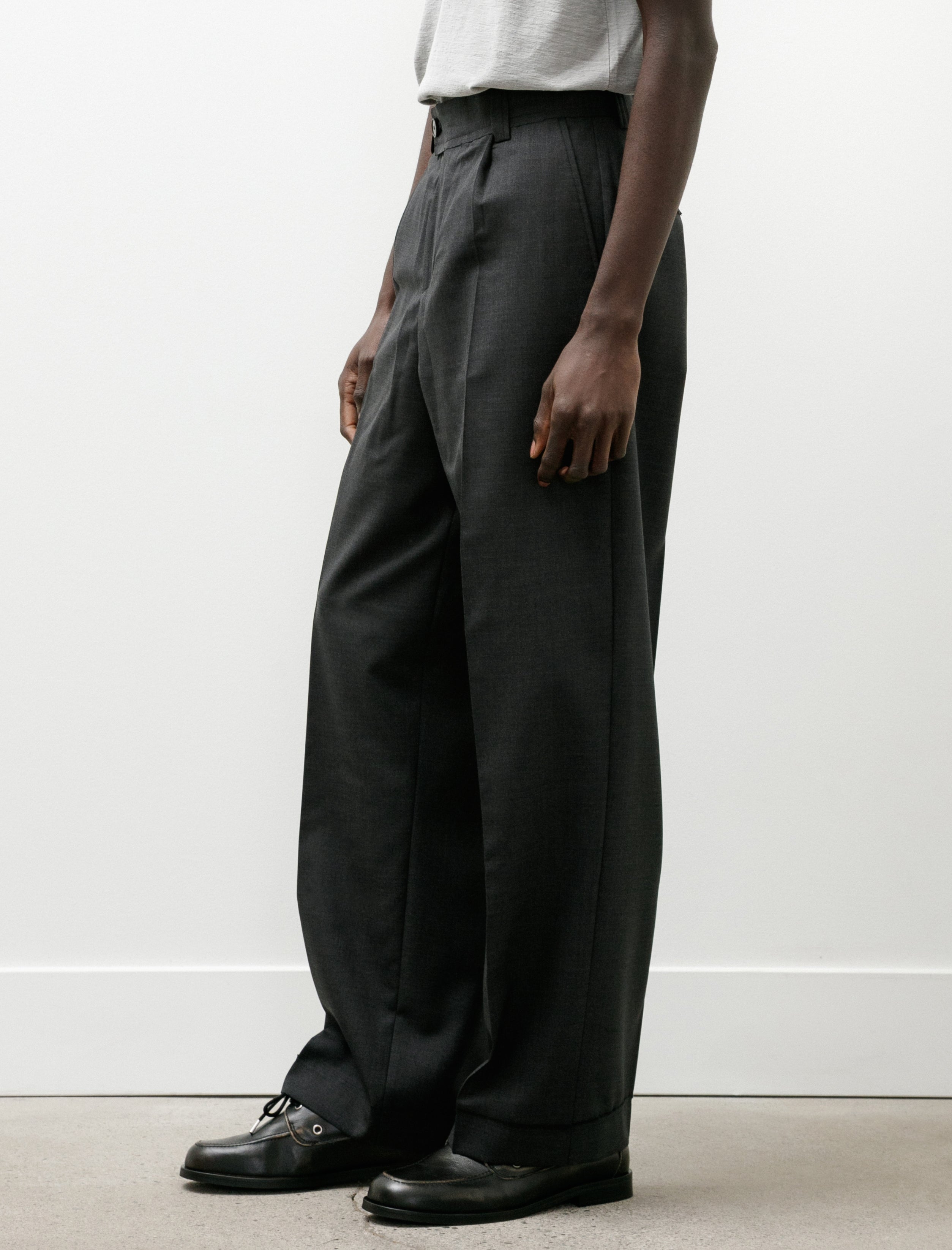 mfpen Patch Trousers Dark Grey Dry Wool