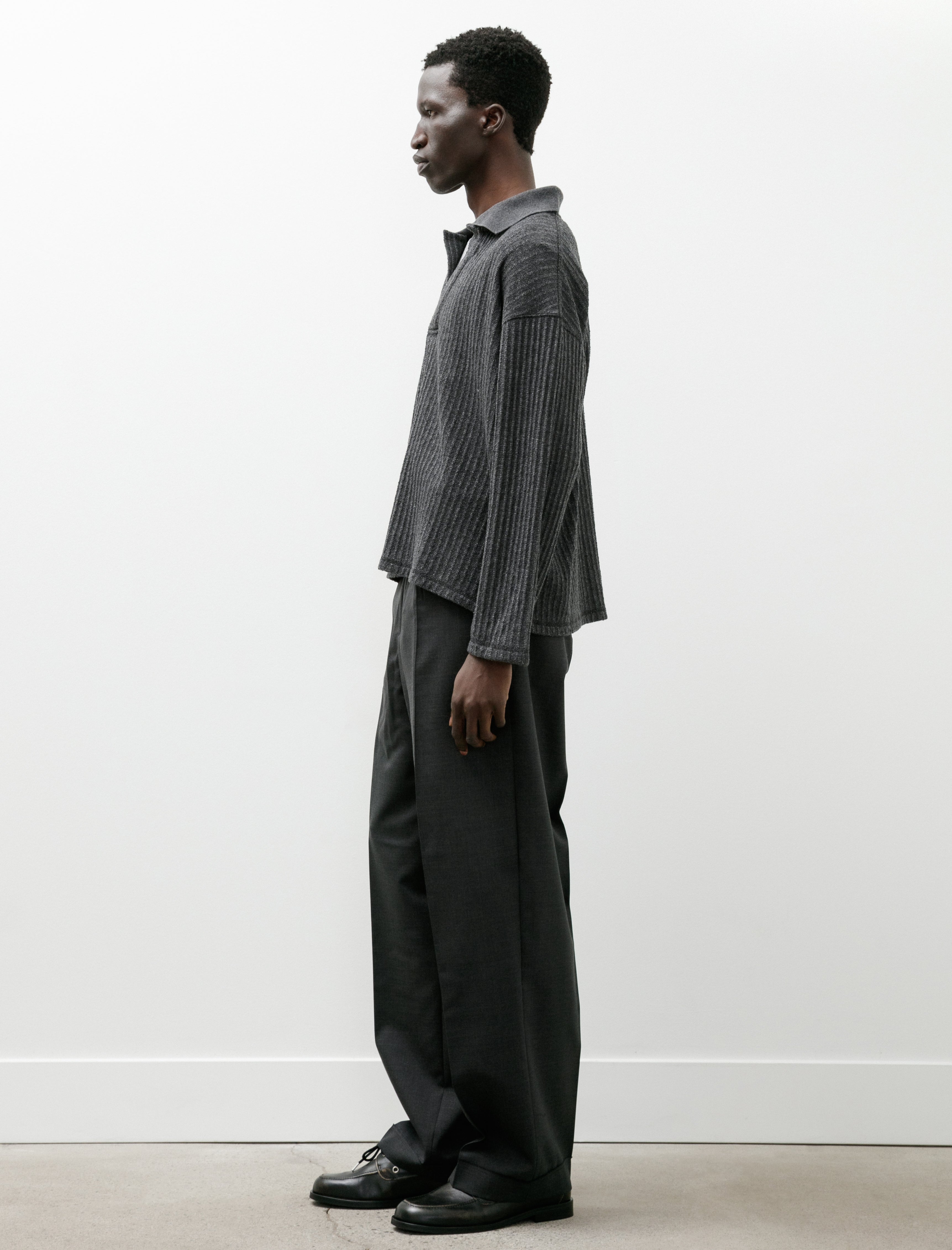 mfpen Patch Trousers Dark Grey Dry Wool