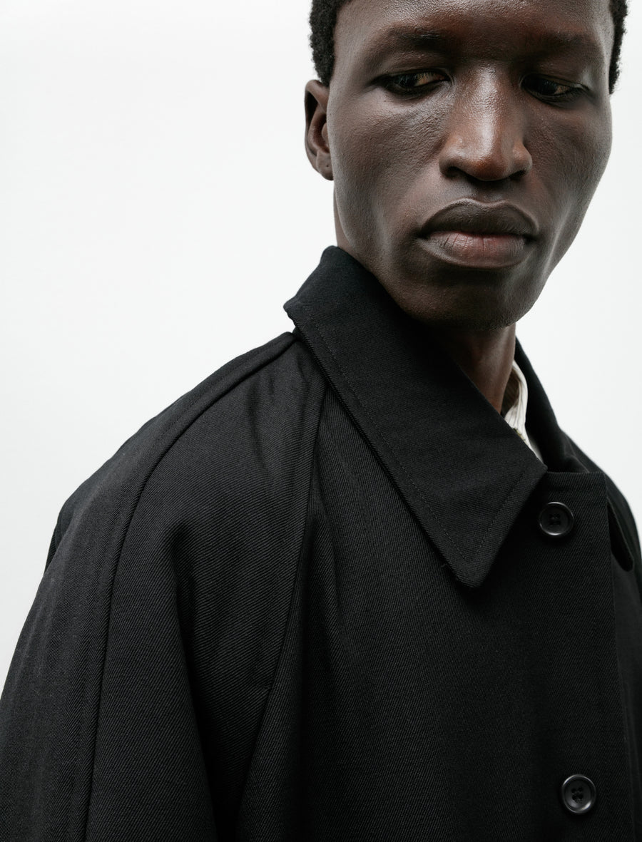 Draft Coat Heavyweight Wool Gabardine Black - Image 5