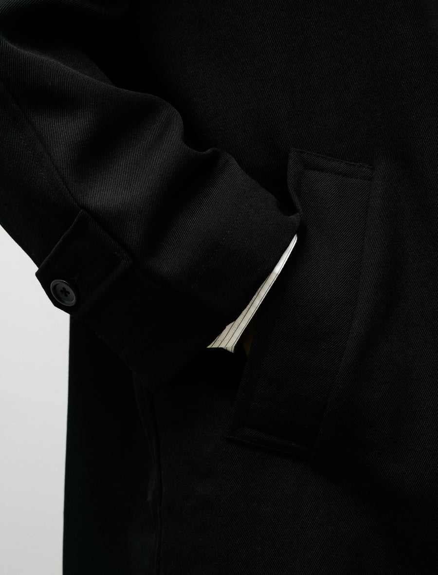 Draft Coat Heavyweight Wool Gabardine Black - Image 6