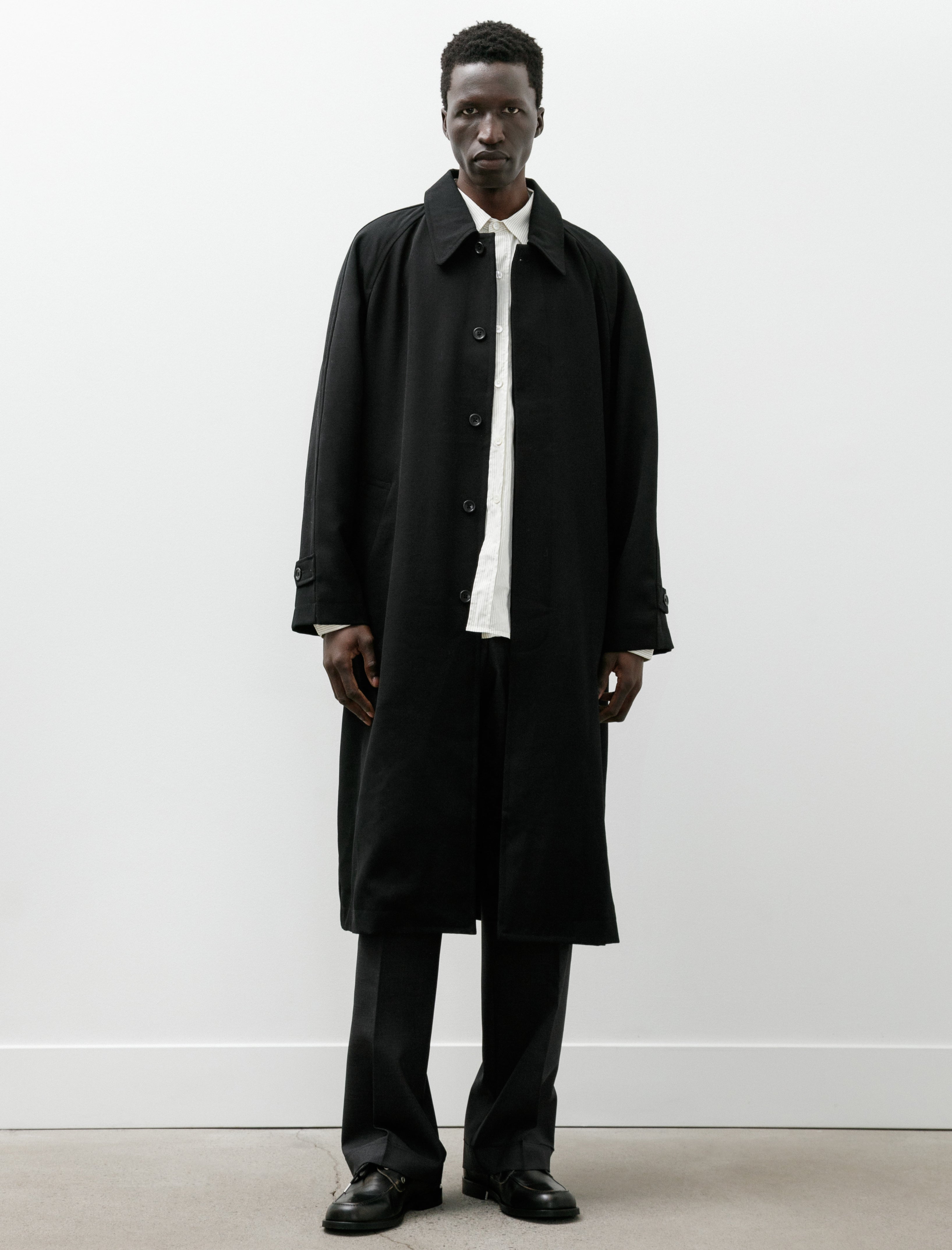 James Coward Draft Coat Heavyweight Wool Gabardine Black