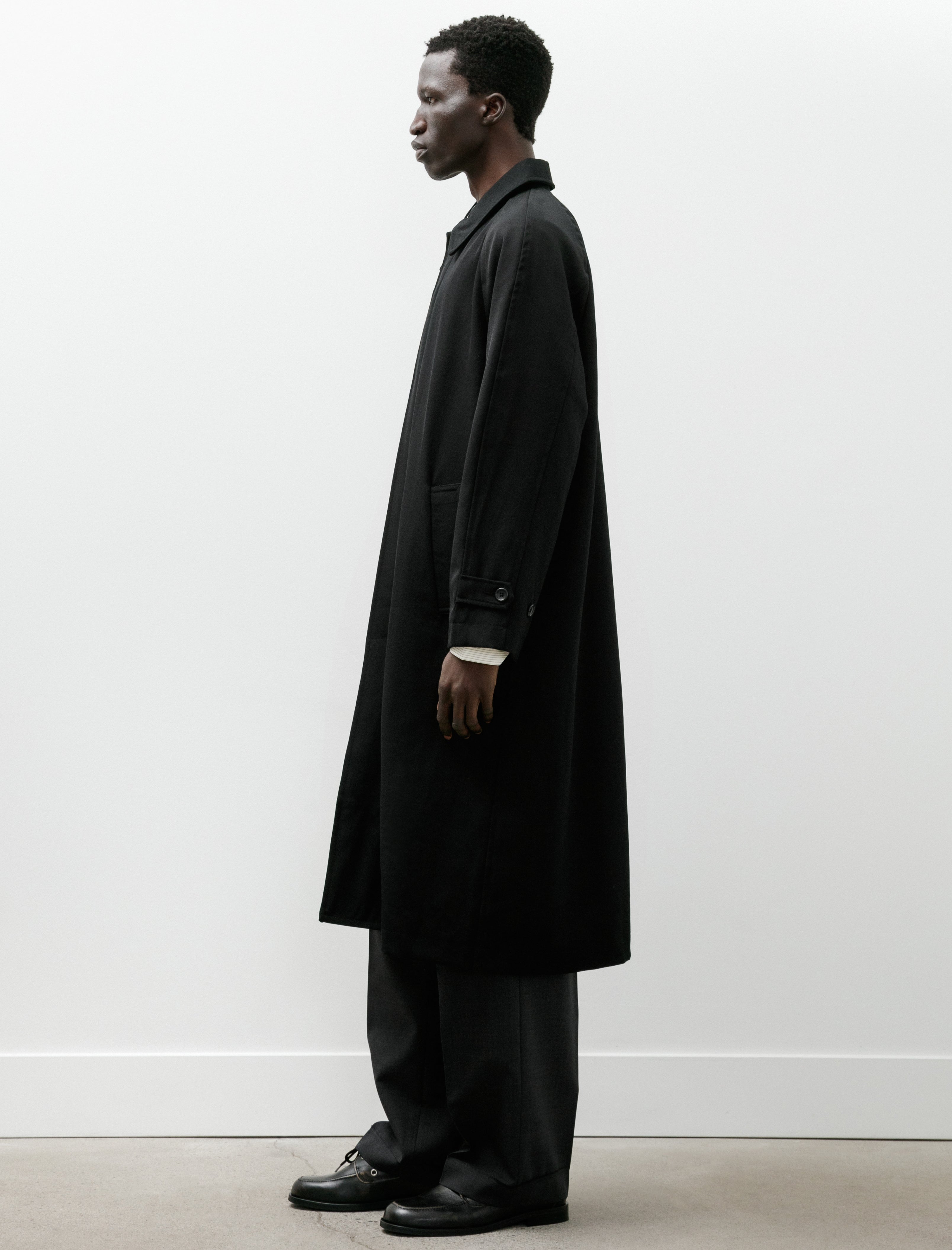 James Coward Draft Coat Heavyweight Wool Gabardine Black