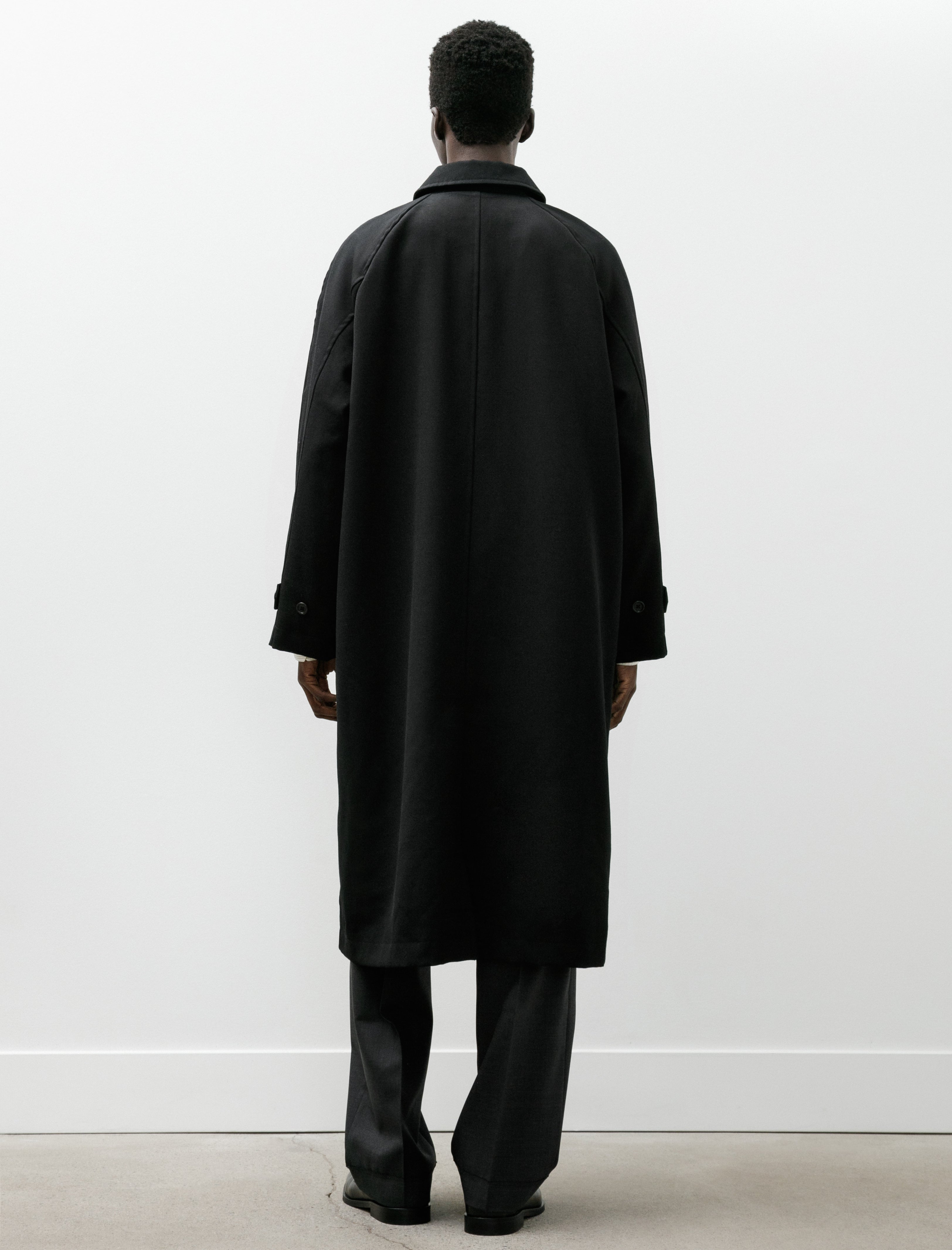 James Coward Draft Coat Heavyweight Wool Gabardine Black