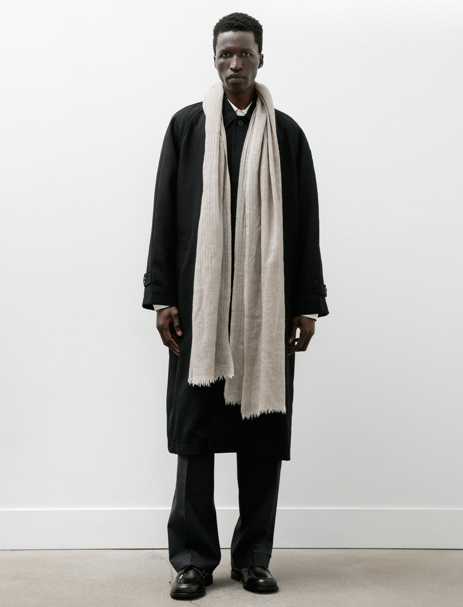 Prince Herringbone Scarf Natural Yak White/Grey/Brown - Image 2