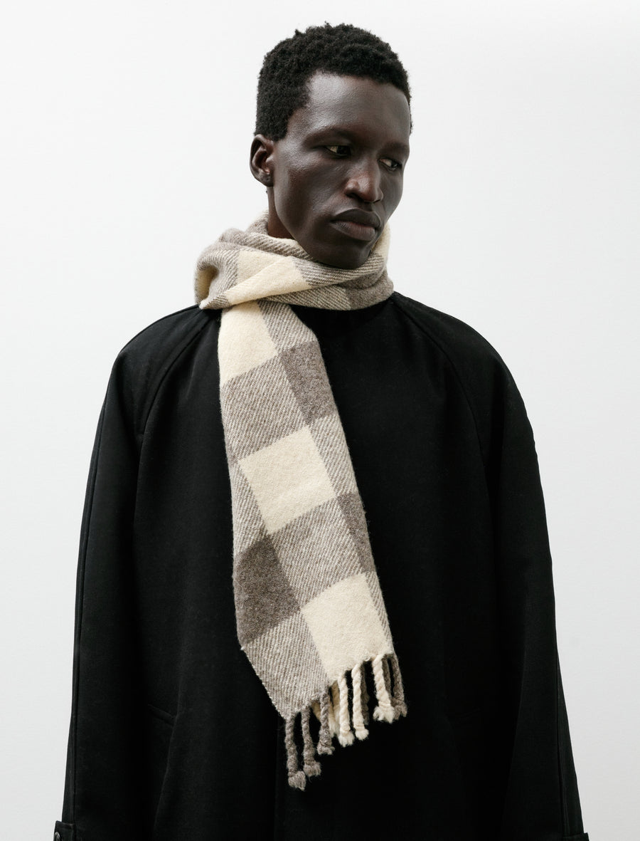 Felted Blanket Scarf Broad Check Sheep's Grey - Image 2