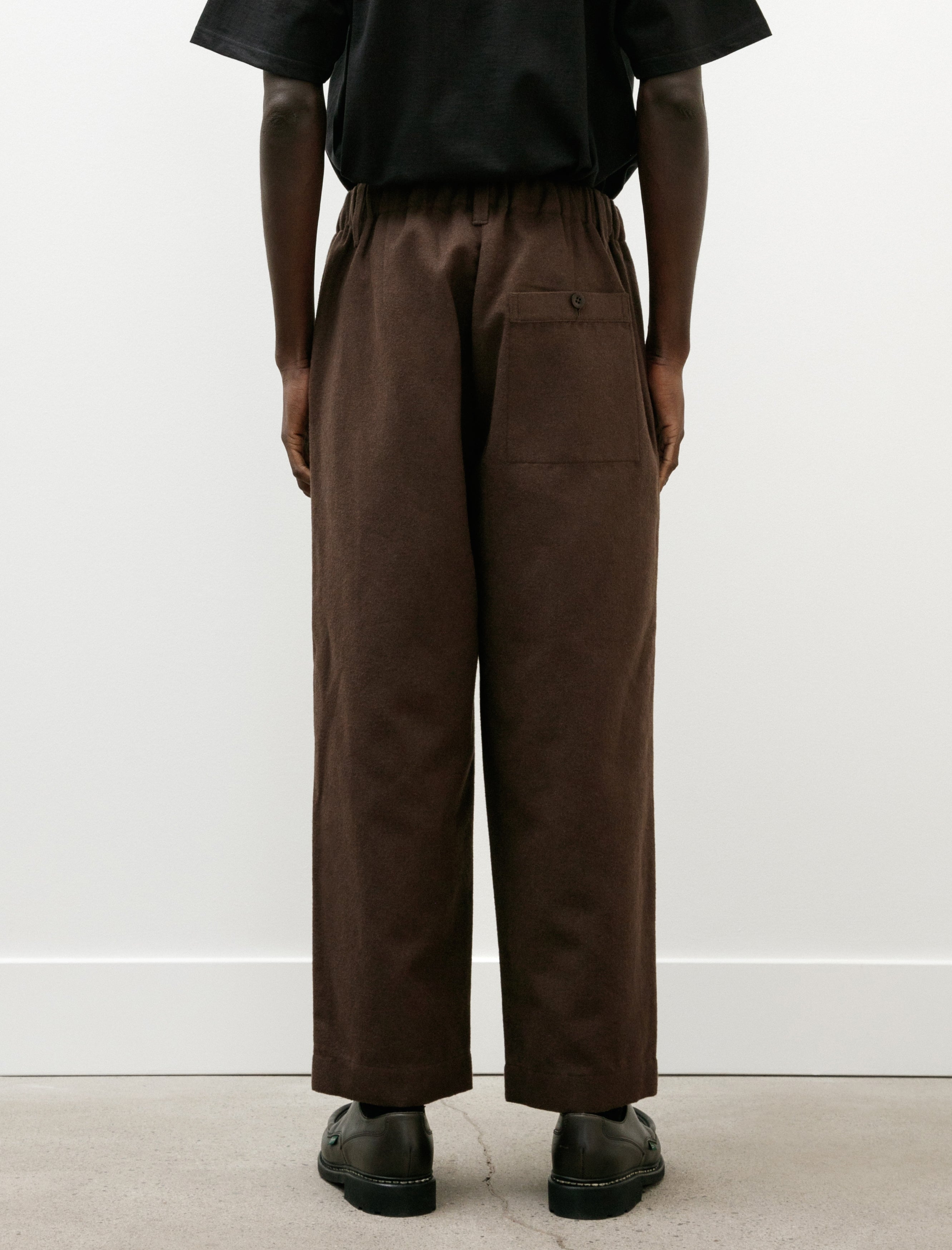 Evan Kinori Elastic Pant Brush Wool Cotton Linen Dark Olive