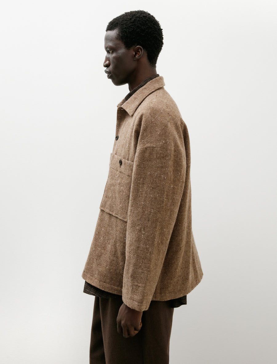 Field Shirt Two Undyed Wool Tweed Dark Beige - Image 3