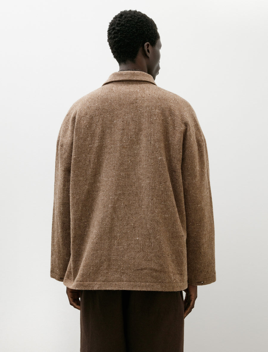 Field Shirt Two Undyed Wool Tweed Dark Beige - Image 2