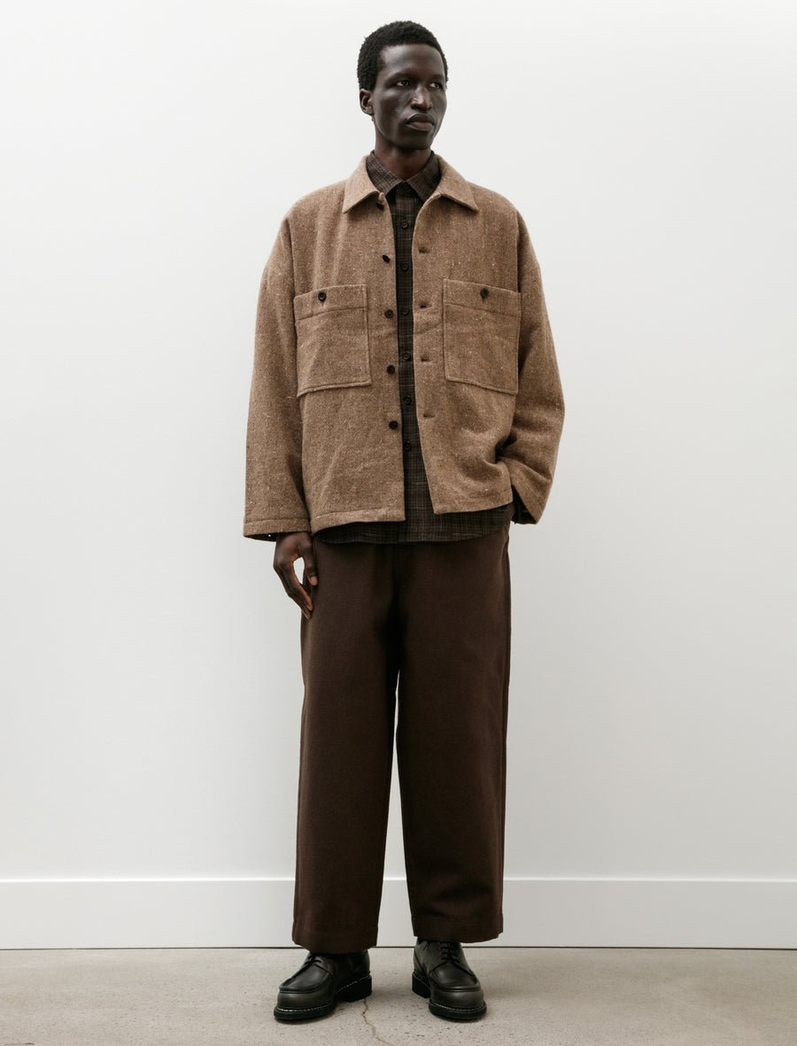 Field Shirt Two Undyed Wool Tweed Dark Beige - Image 5