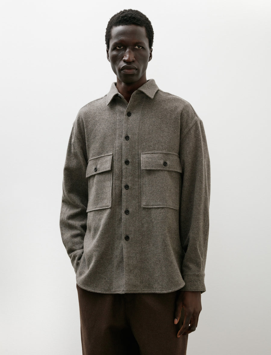Big Shirt Brushed Wool Cashmere Mid Grey - Image 1