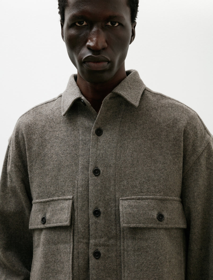 Big Shirt Brushed Wool Cashmere Mid Grey - Image 4