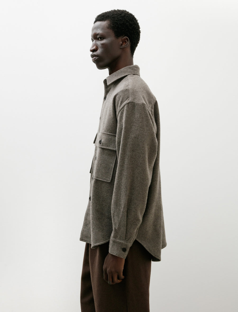 Big Shirt Brushed Wool Cashmere Mid Grey - Image 3