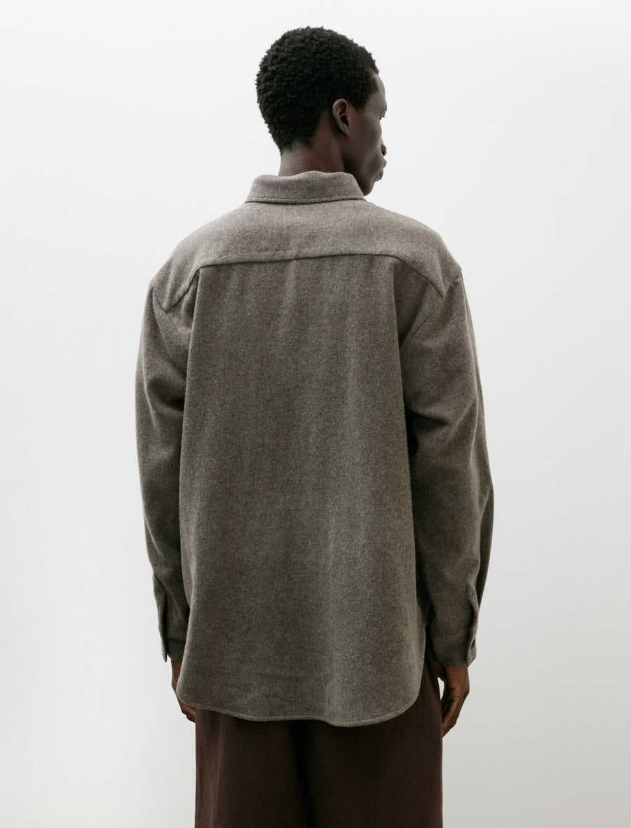 Big Shirt Brushed Wool Cashmere Mid Grey - Image 2