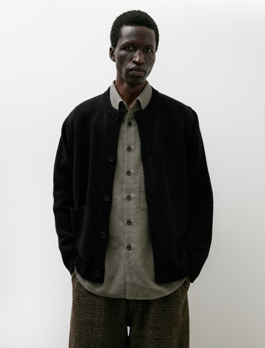 Crewneck Cardigan Cashmere Lambswool Black - Image 1