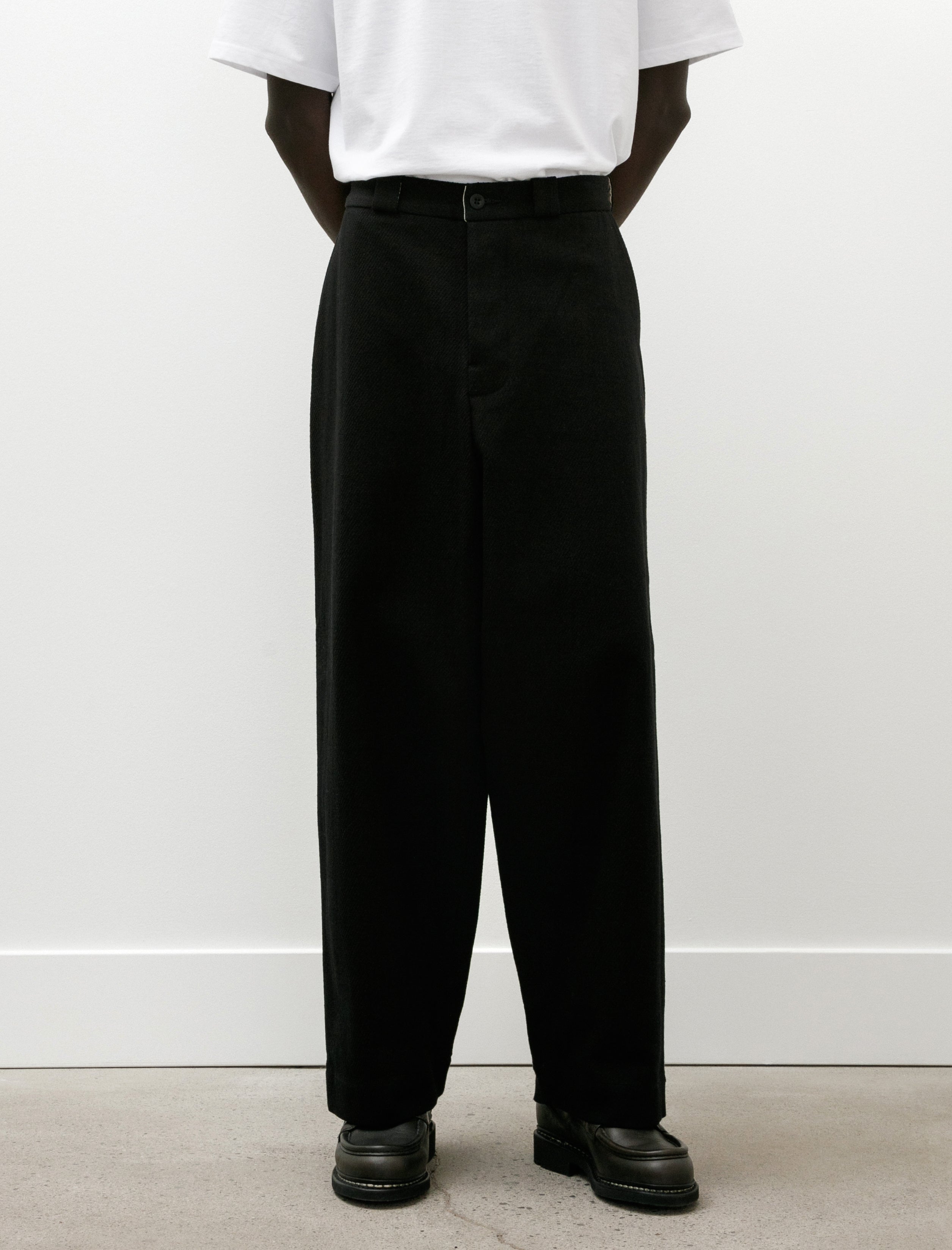Evan Kinori Flat Front Pant Cotton Kersey Black