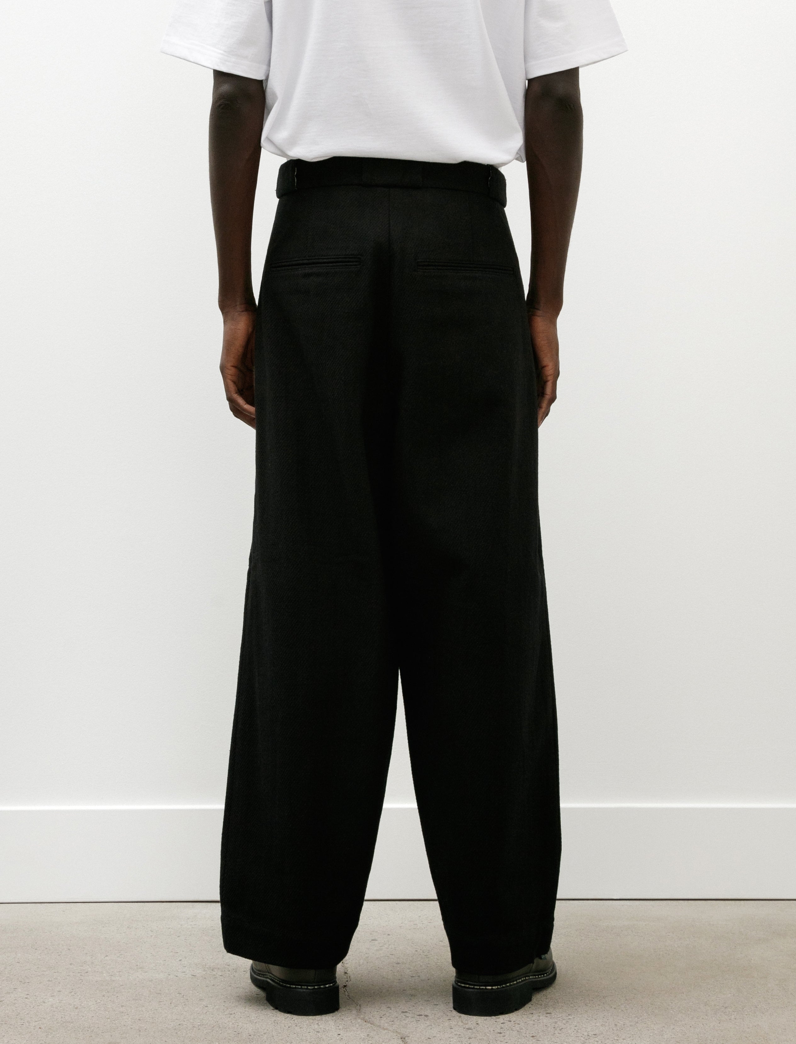 Evan Kinori Flat Front Pant Cotton Kersey Black