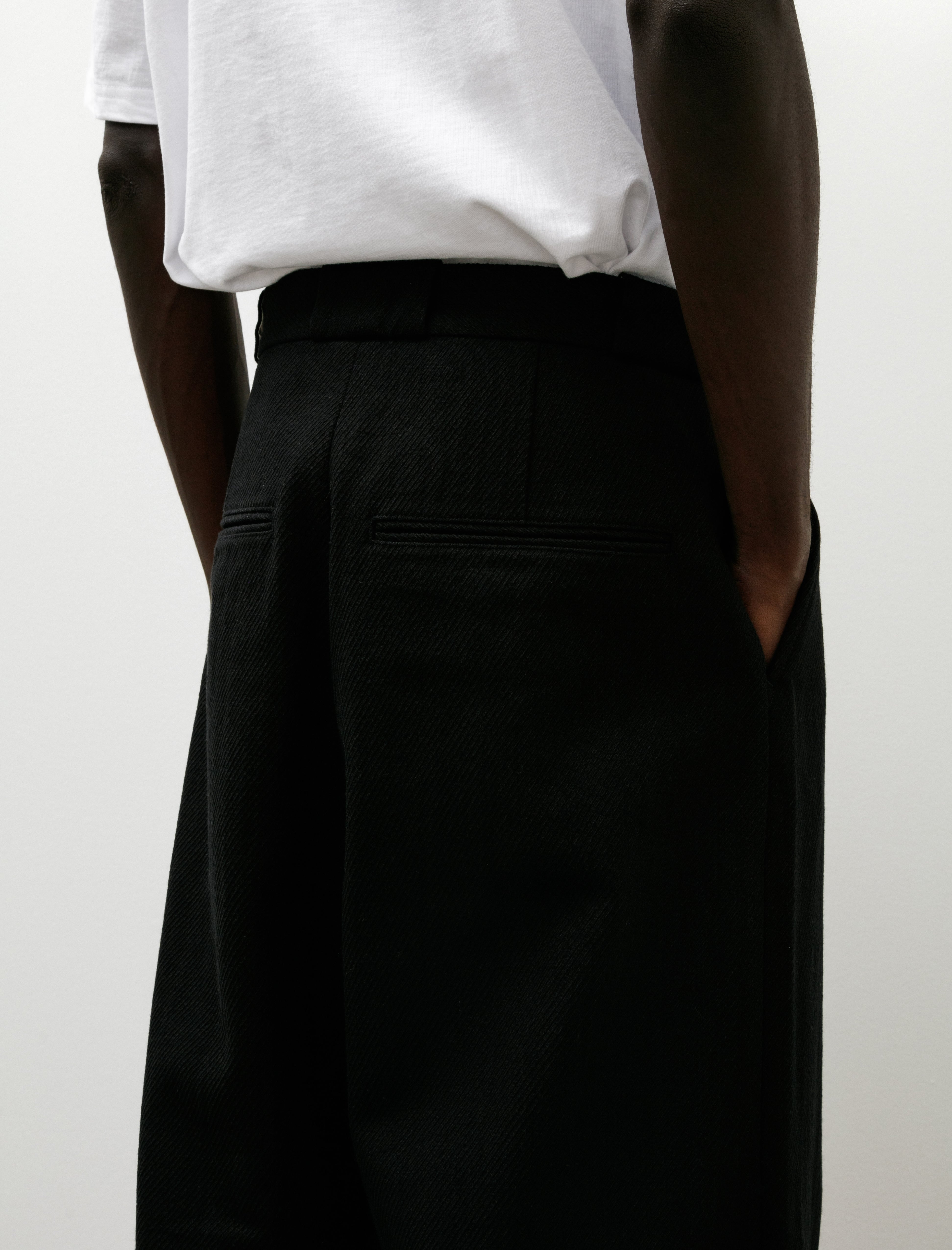 Evan Kinori Flat Front Pant Cotton Kersey Black