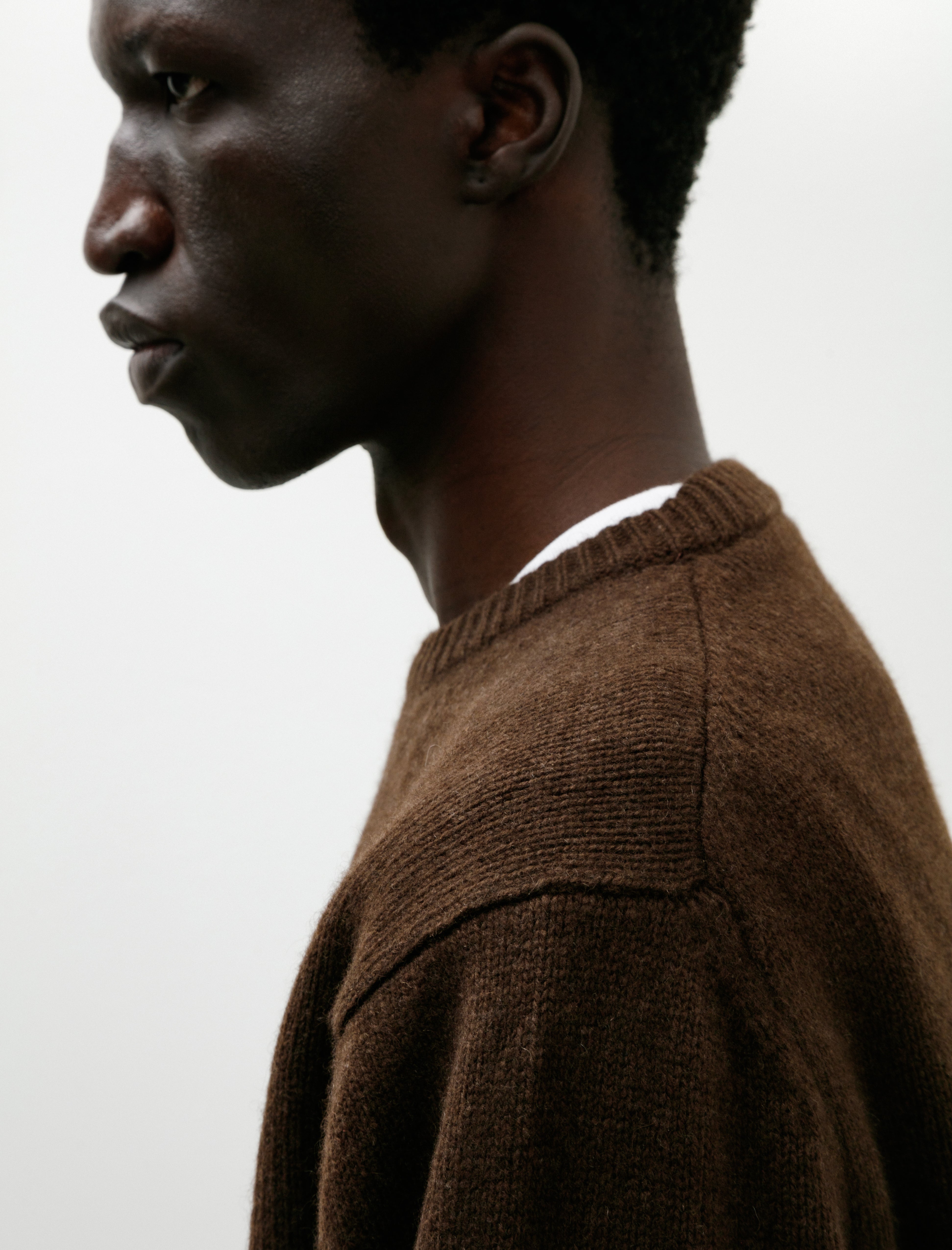 Evan Kinori Crewneck Sweater Undyed Yak Wool Natural Brown