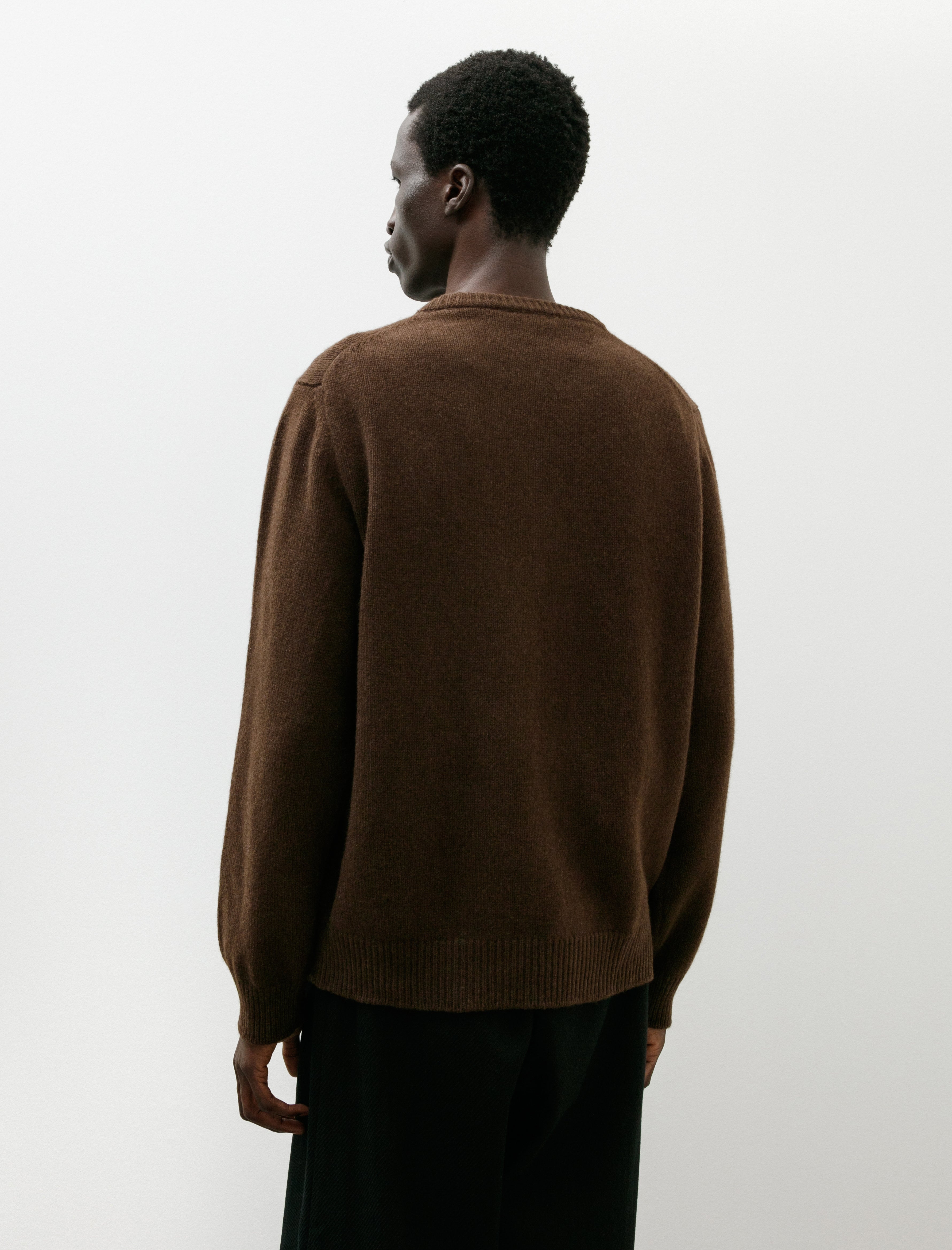 Evan Kinori Crewneck Sweater Undyed Yak Wool Natural Brown