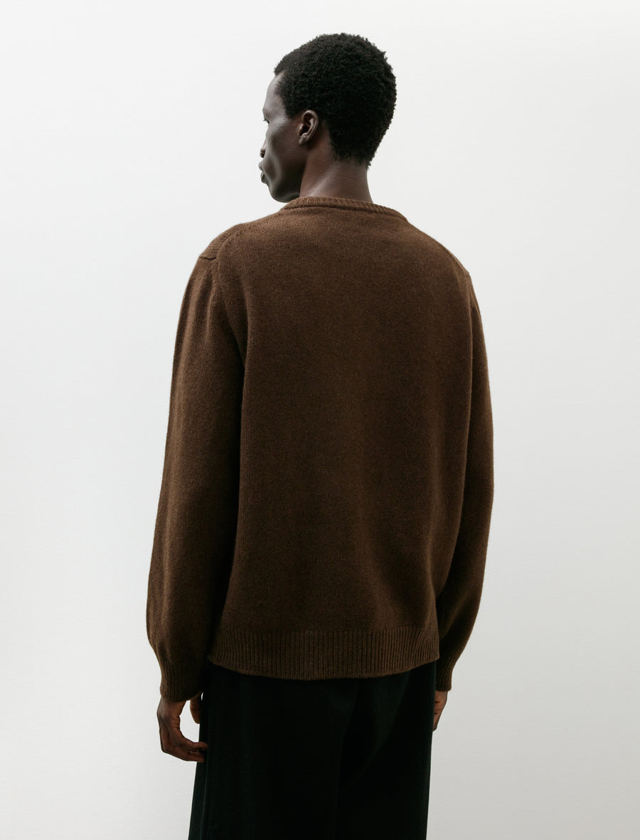 Evan Kinori Crewneck Sweater Undyed Yak Wool Natural Brown