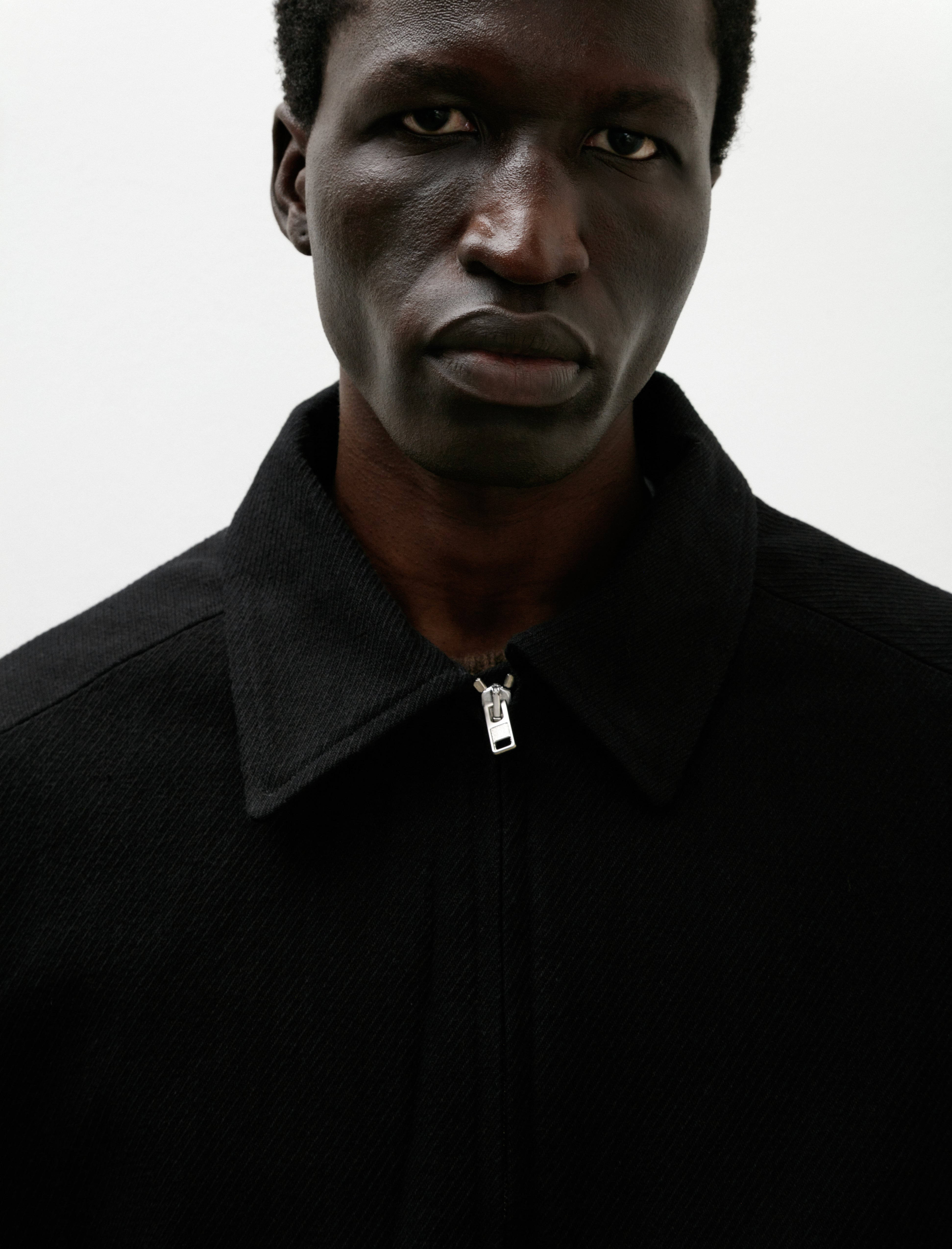 Evan Kinori Zip Jacket Two Cotton Kersey Black