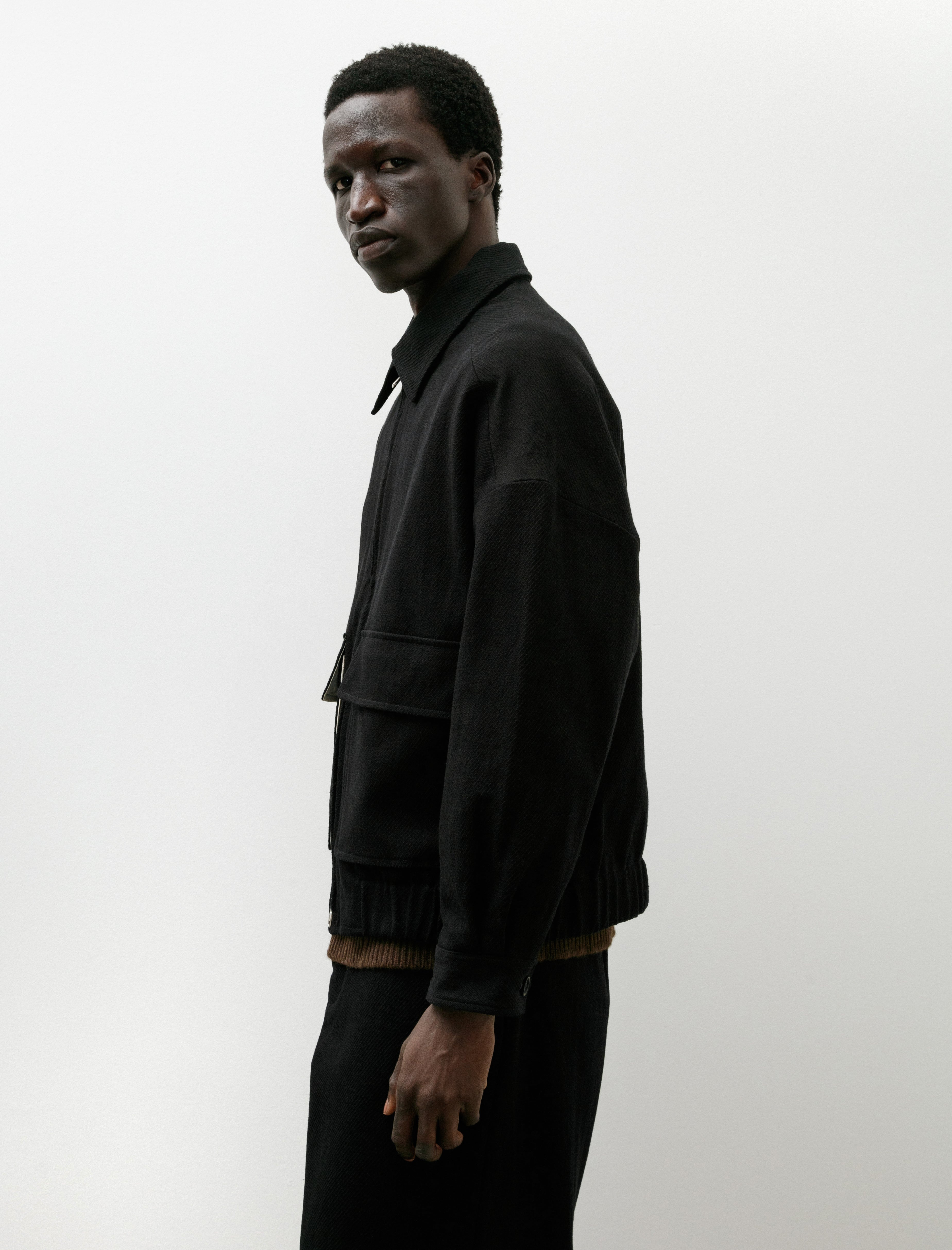 evan kinori ジャケット black S Evan Kinori Zip Jacket Two Cotton Kersey Black – Neighbour