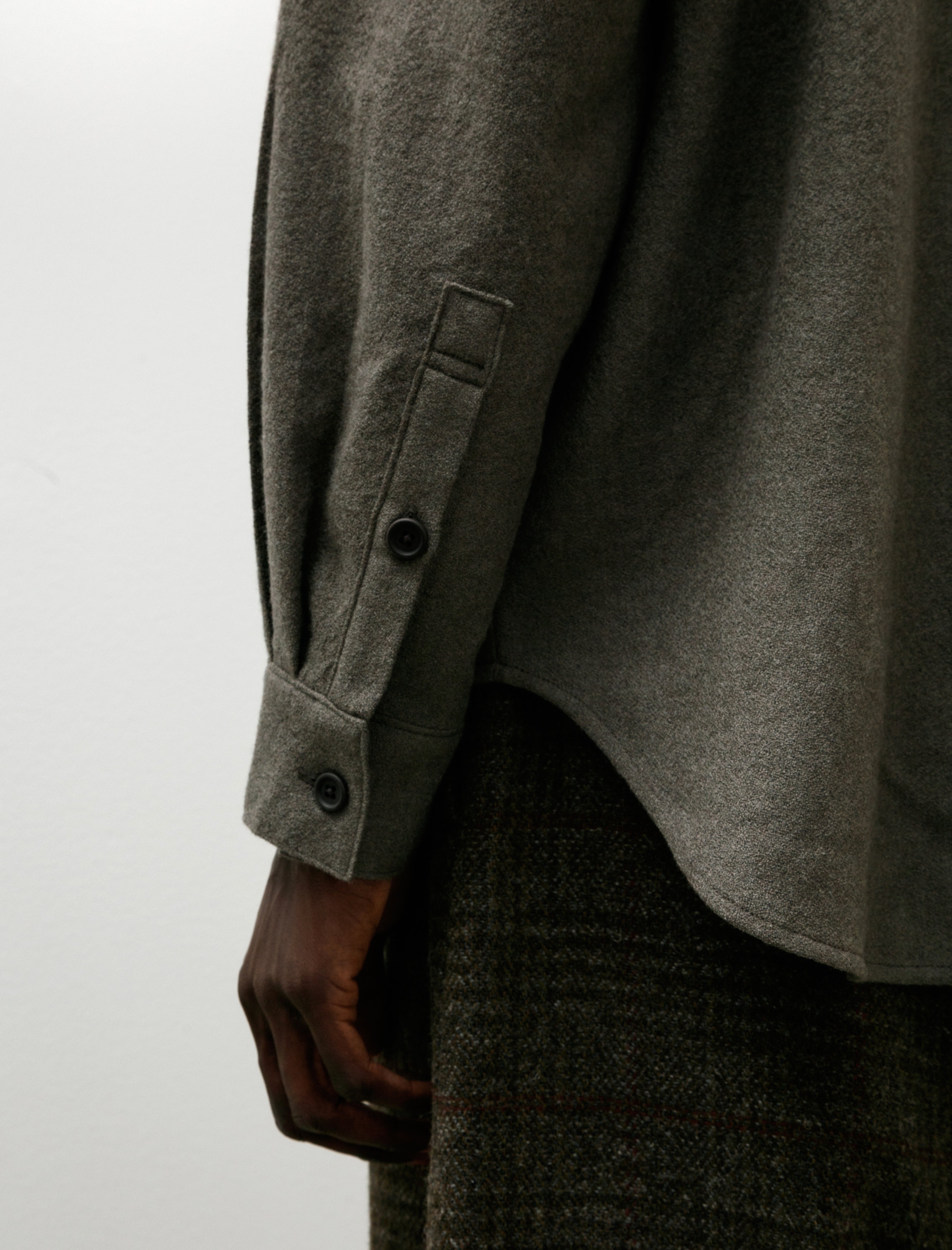 Evan Kinori Big Shirt Two Wool Gauze Heather Grey