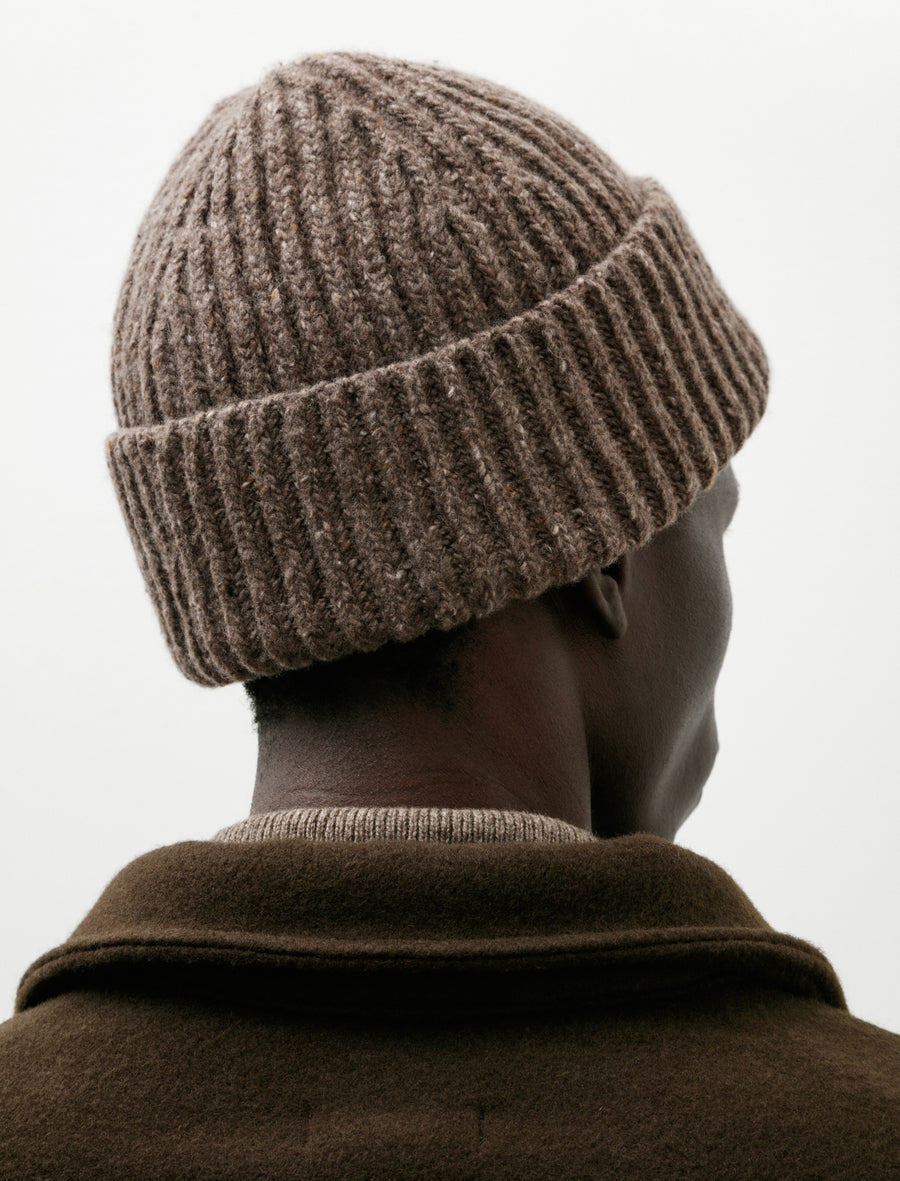 Knit Hat Cashmere Wool Tweed Light Brown - Image 3