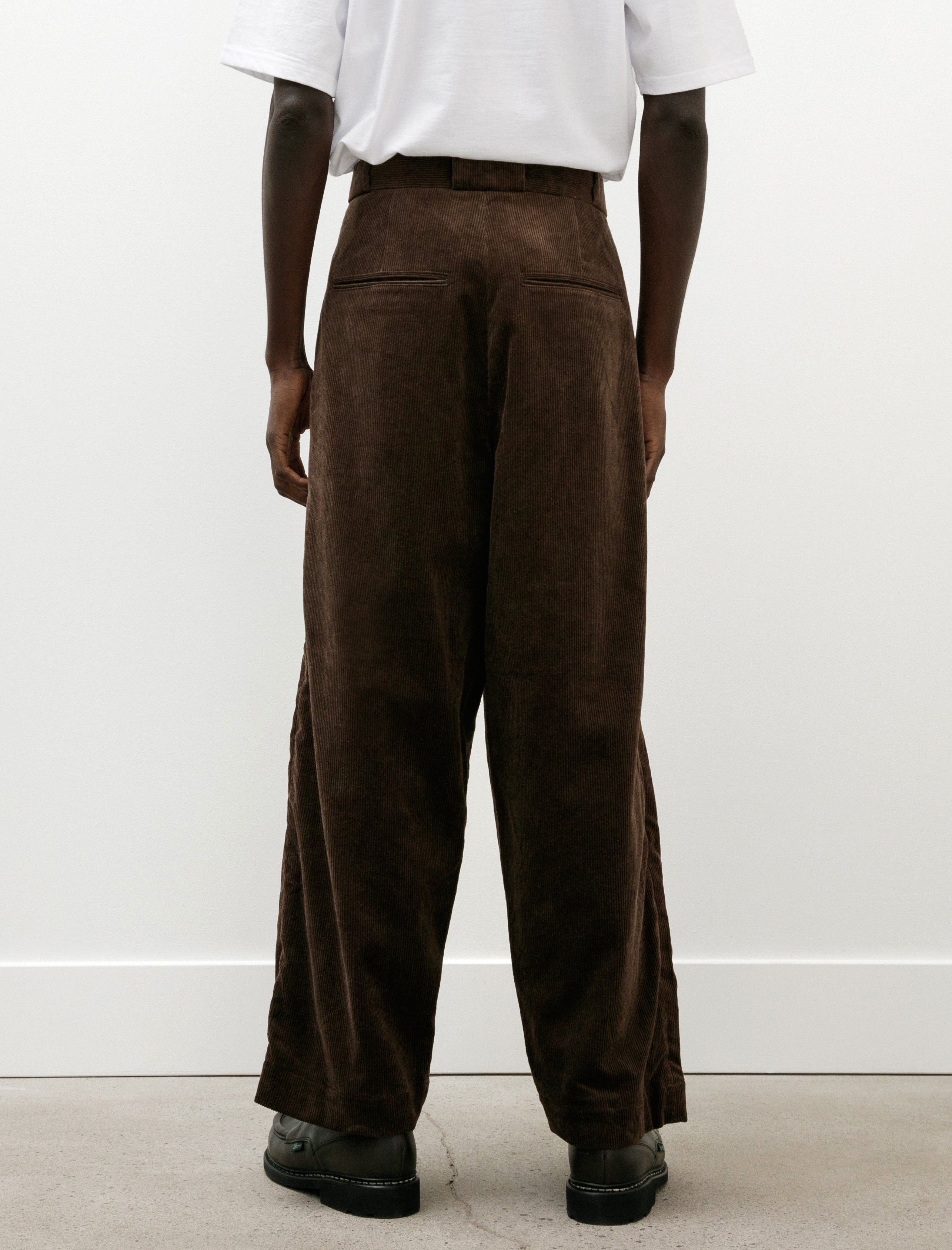 Evan Kinori Flat Front Pant Sumi Ink Corduroy Brown