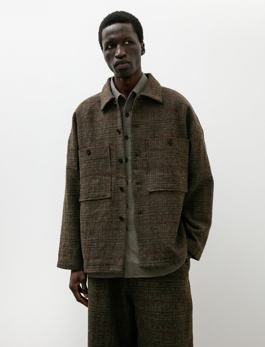 Field Shirt Two Wool Herringbone Check Dark Olive/Charcoal - Image 1