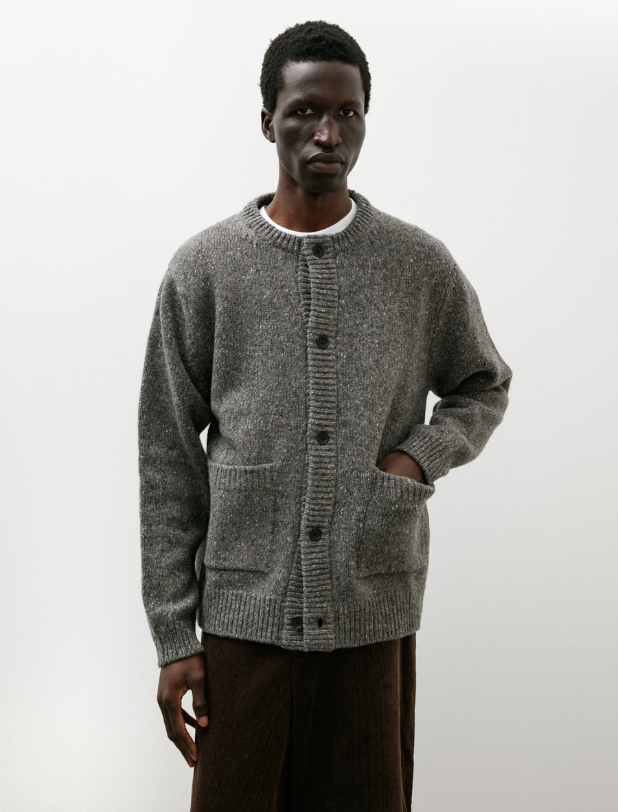 Crewneck Cardigan Wool Tweed Heather Grey - Image 1