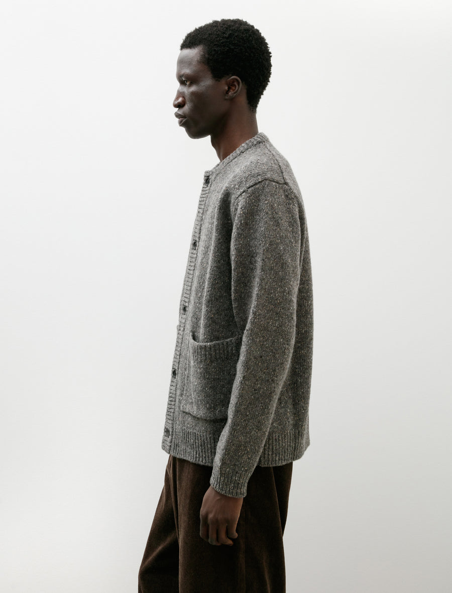 Crewneck Cardigan Wool Tweed Heather Grey - Image 3