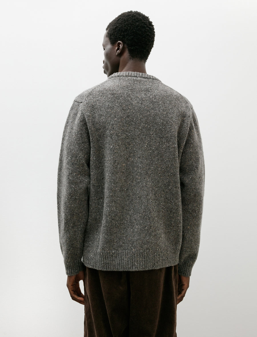 Crewneck Cardigan Wool Tweed Heather Grey - Image 2