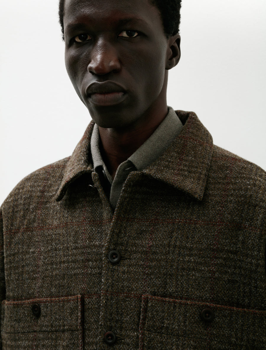 Field Shirt Two Wool Herringbone Check Dark Olive/Charcoal - Image 4