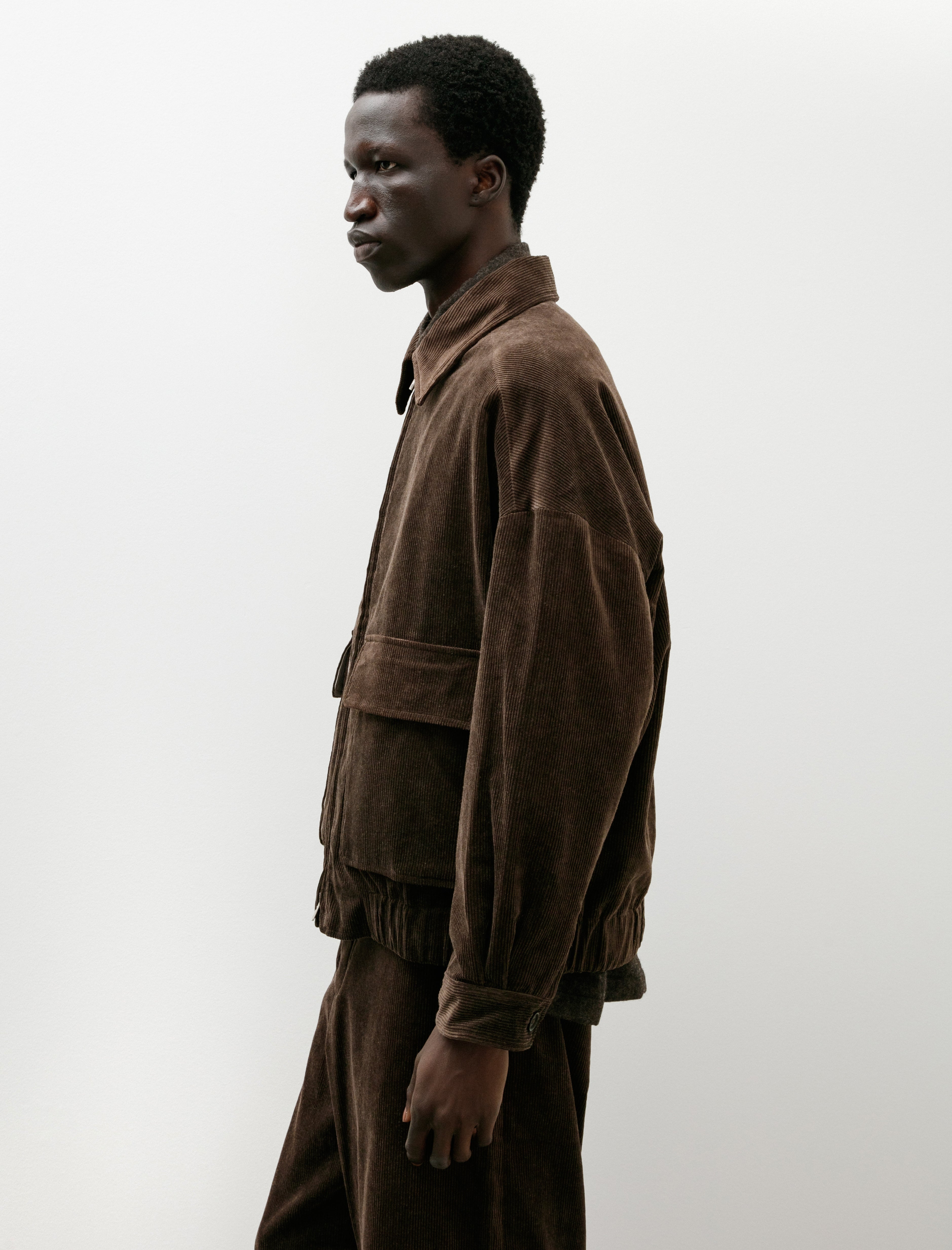 Evan Kinori Zip Jacket Two Sumi Ink Corduroy Brown