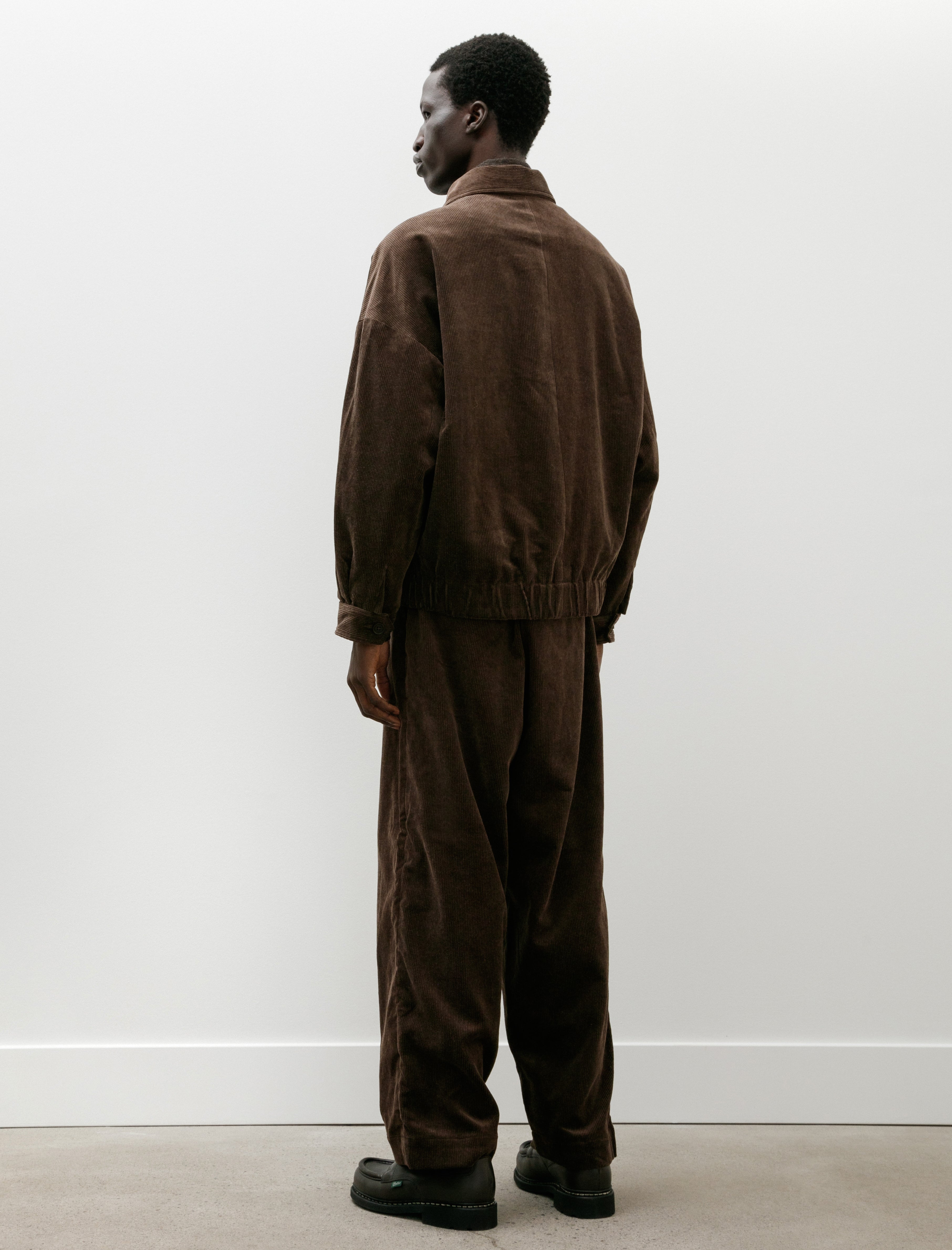 Evan Kinori Flat Front Pant Sumi Ink Corduroy Brown