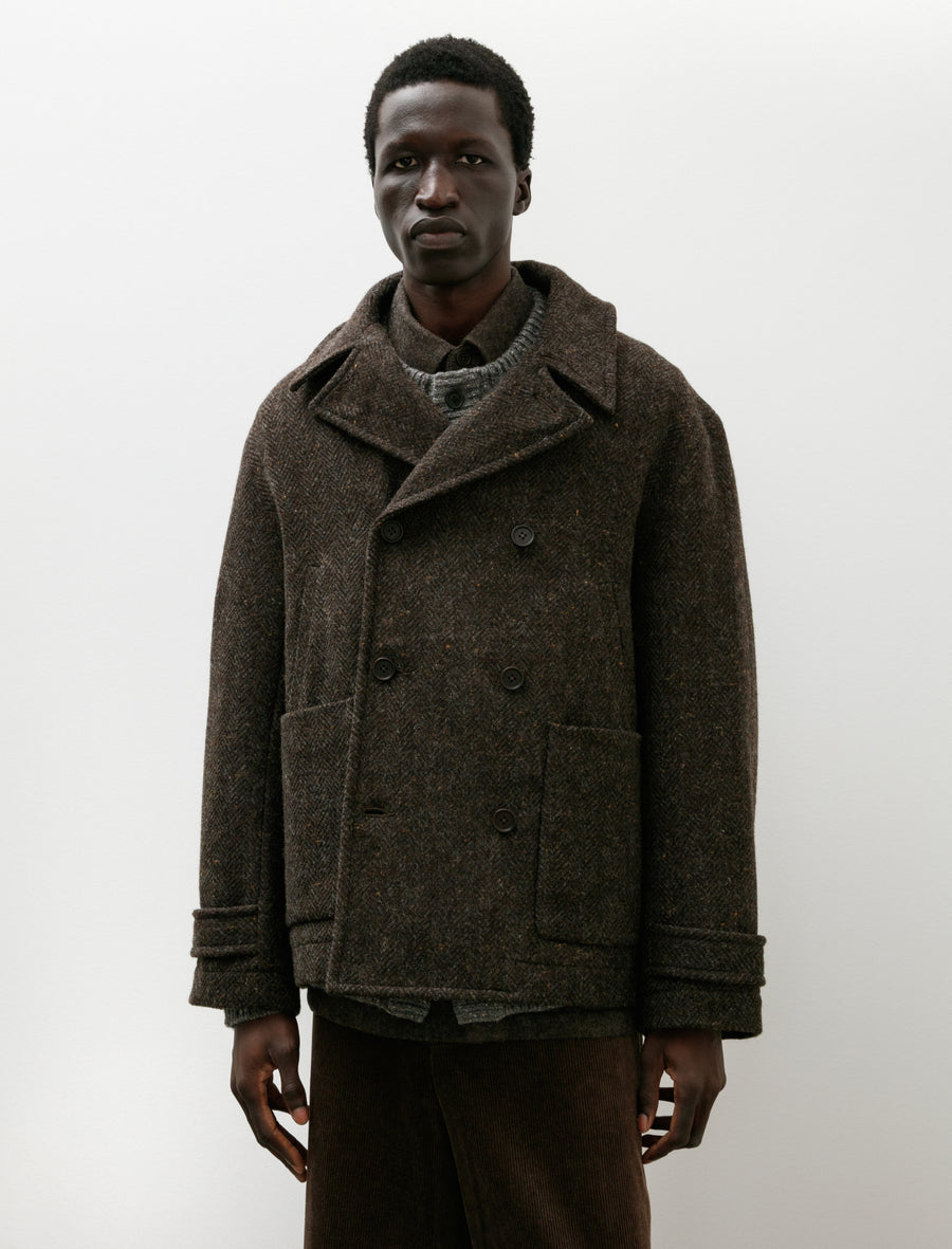 Peacoat Wool Herringbone Brown/Charcoal - Image 1
