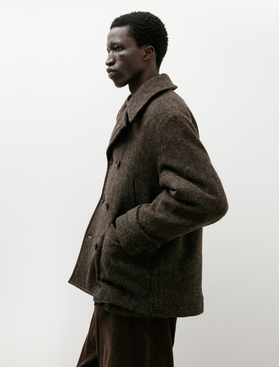 Peacoat Wool Herringbone Brown/Charcoal - Image 3