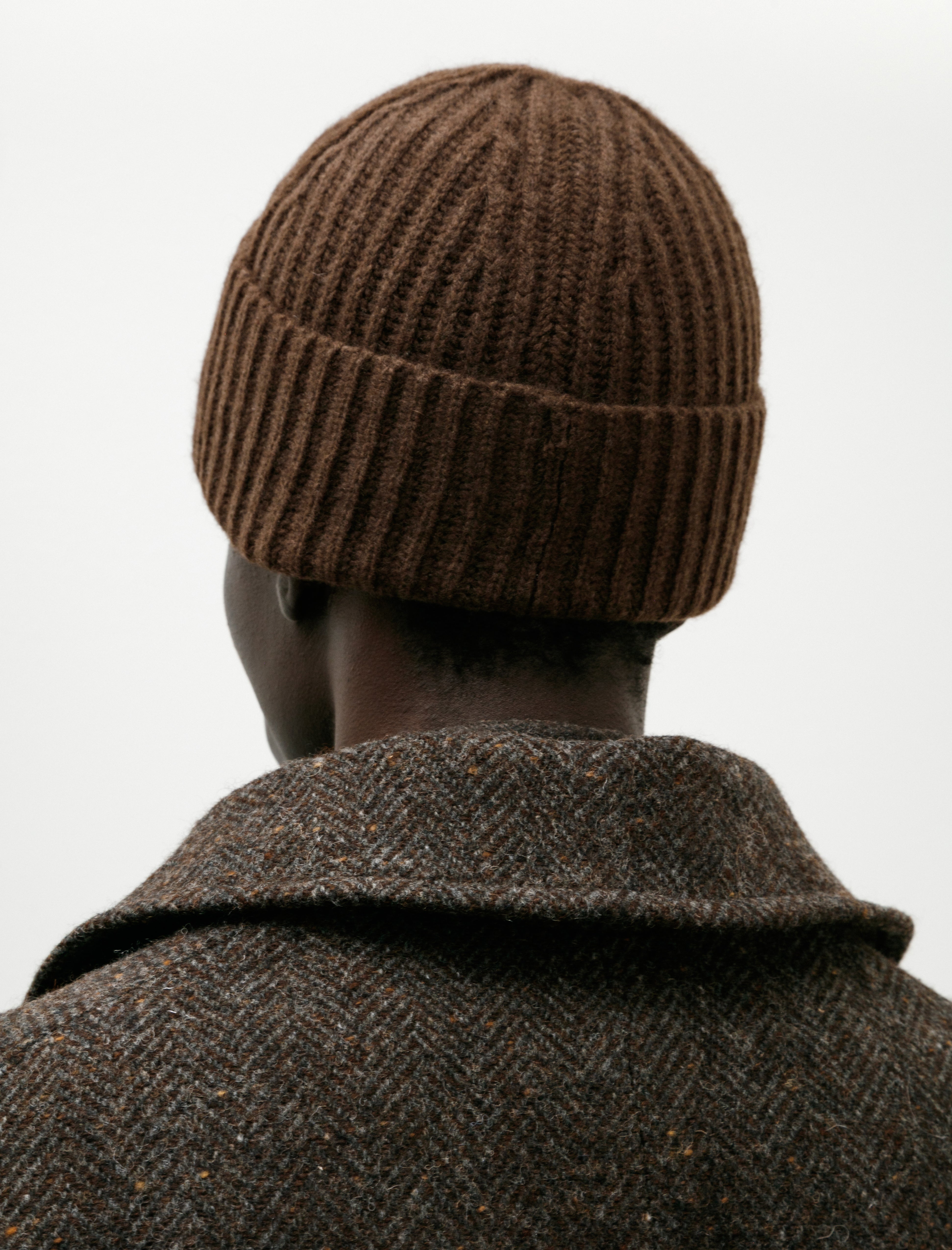 Evan Kinori Knit Hat Undyed Yak Wool Dark Brown